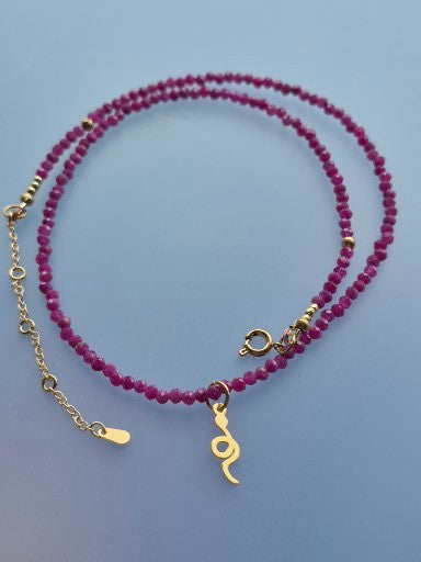 🐍 Collier Rubis Véritables & Serpent Doré