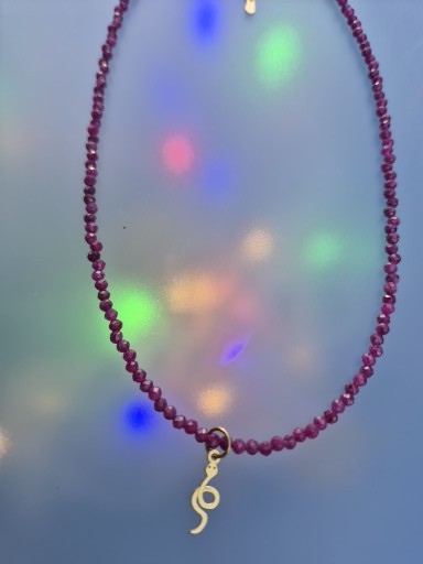 🐍 Collier Rubis Véritables & Serpent Doré