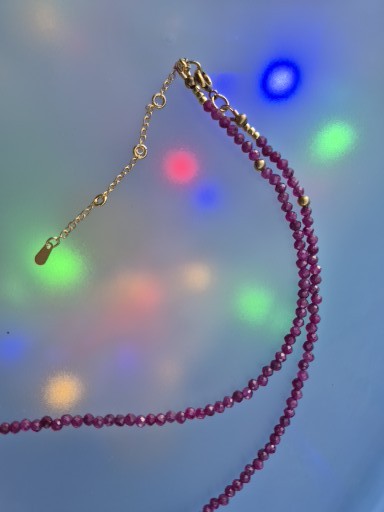 🐍 Collier Rubis Véritables & Serpent Doré