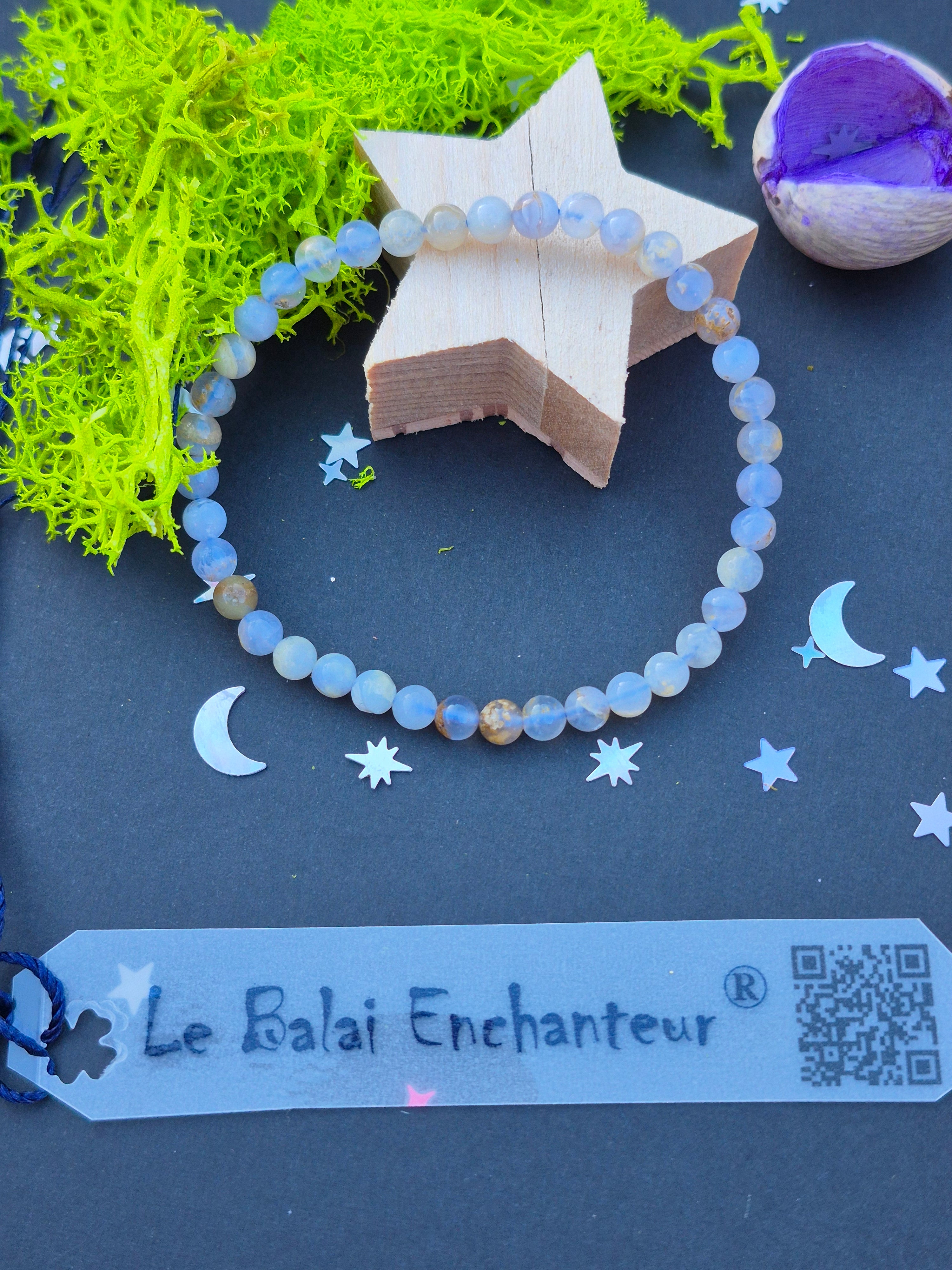 Bracelet "Douceur Céleste" - Calcédoine Bleue de Namibie