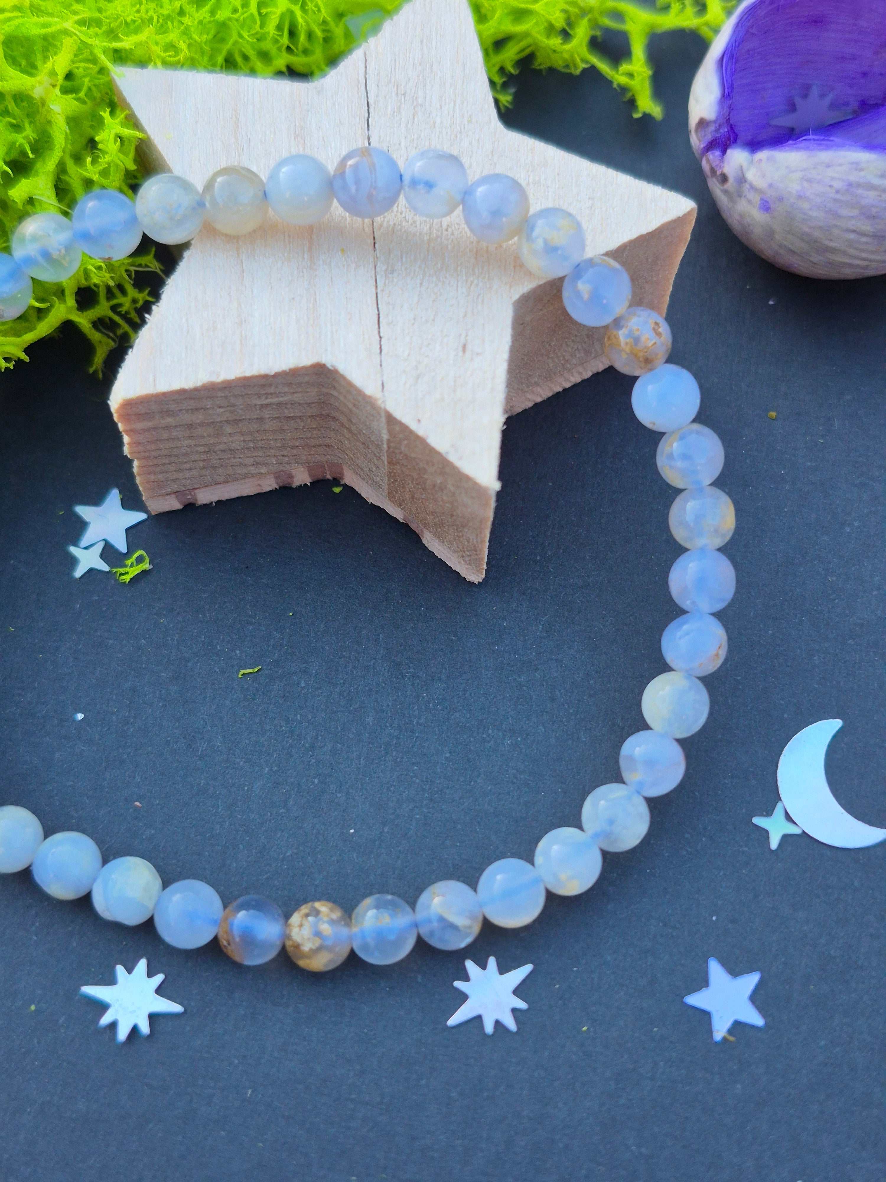Bracelet "Douceur Céleste" - Calcédoine Bleue de Namibie