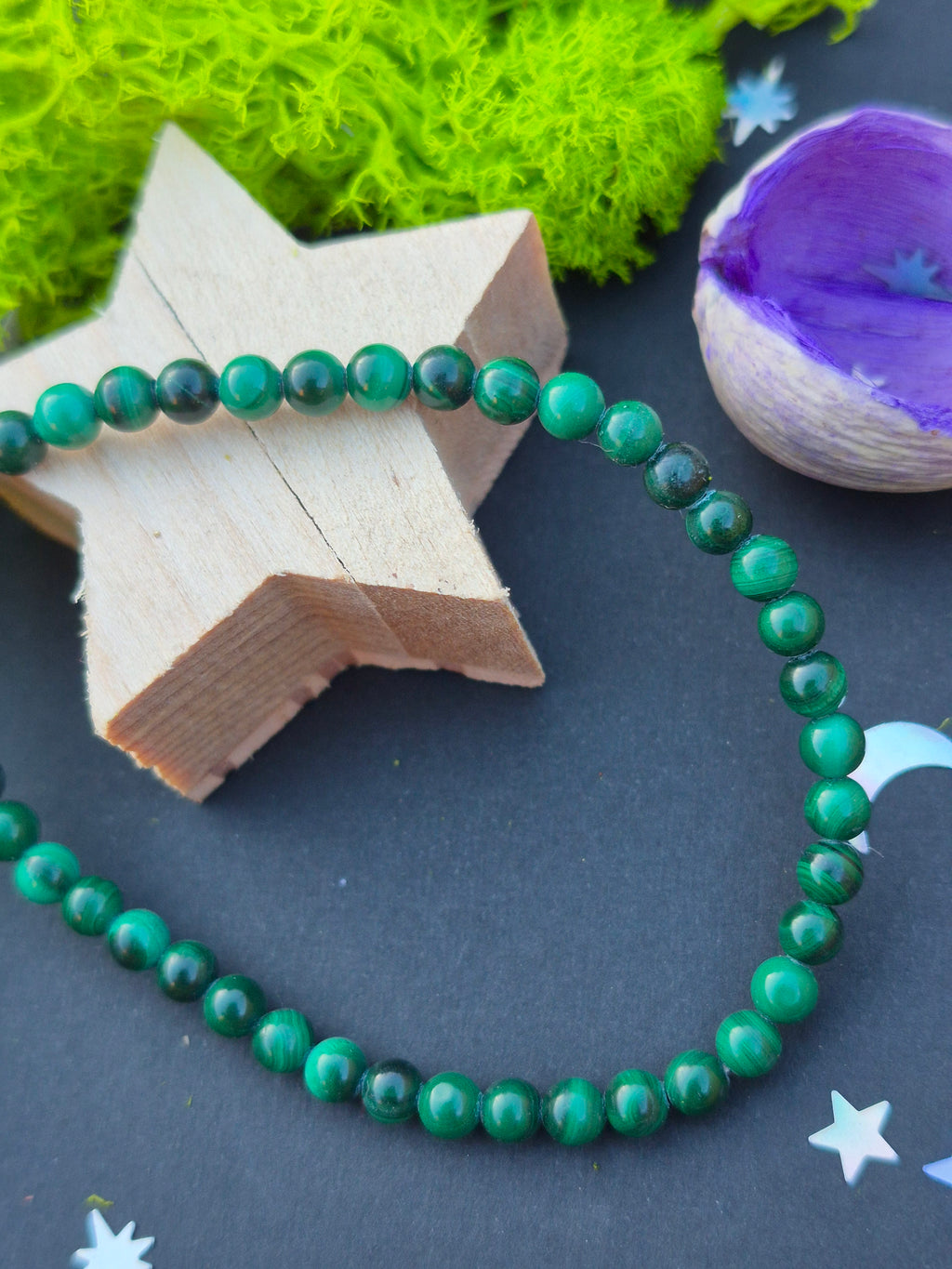 Bracelet "Bouclier de Nature" - Malachite AA (4 mm - Taille 15 cm)