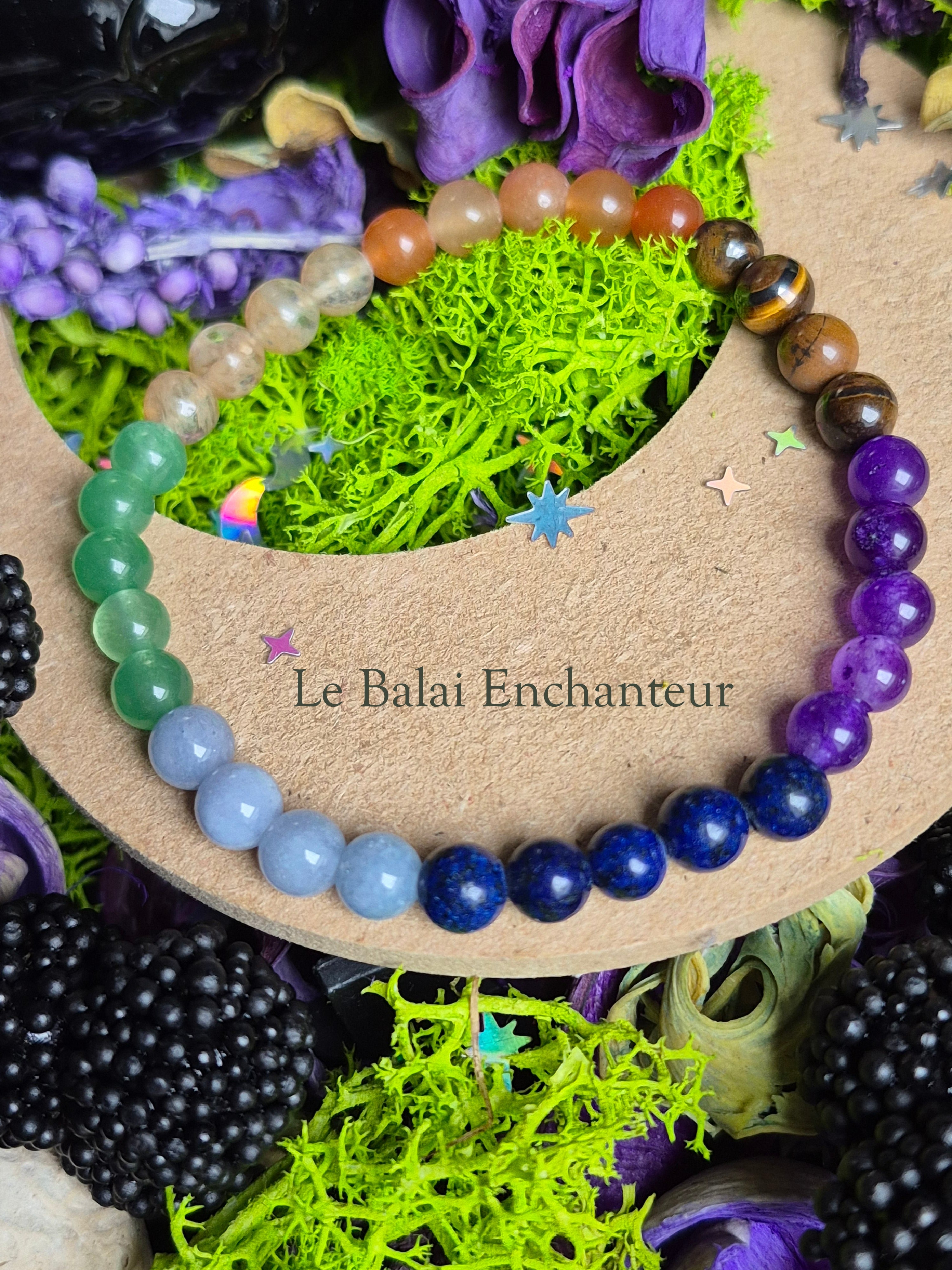 Bracelet élastique – 7 Chakras  - taille  06 mm