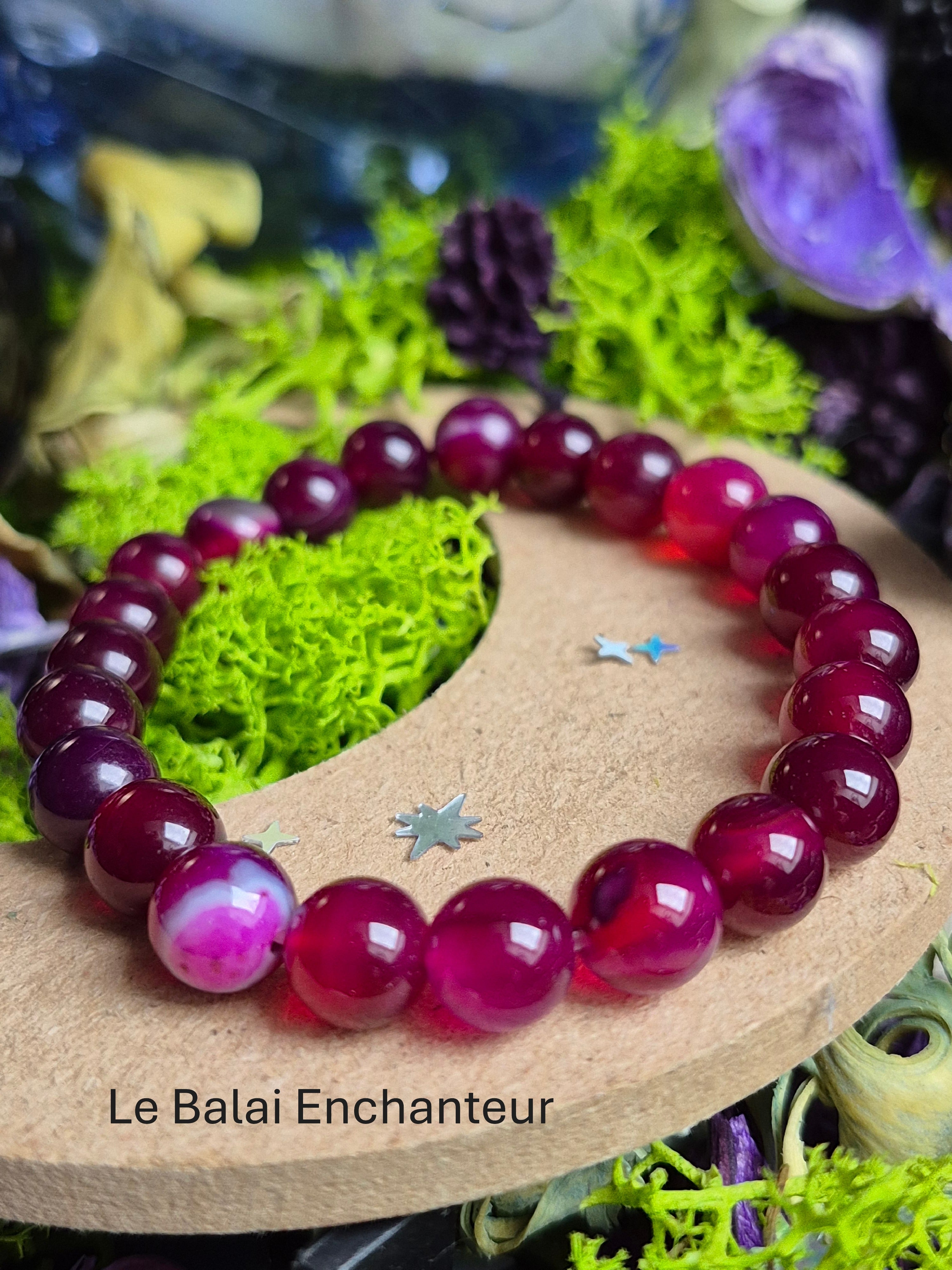 Bracelet élastique – Agate Cerise - taille 08 mm