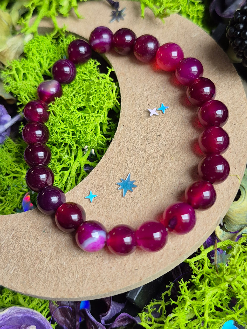 Bracelet élastique – Agate Cerise - taille 08 mm