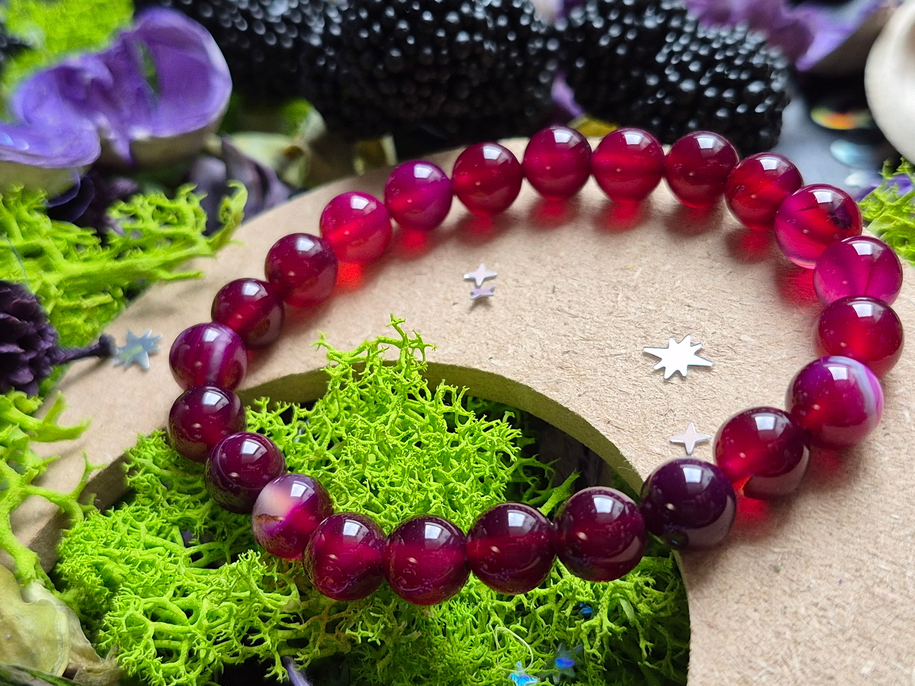 Bracelet élastique – Agate Cerise - taille 08 mm