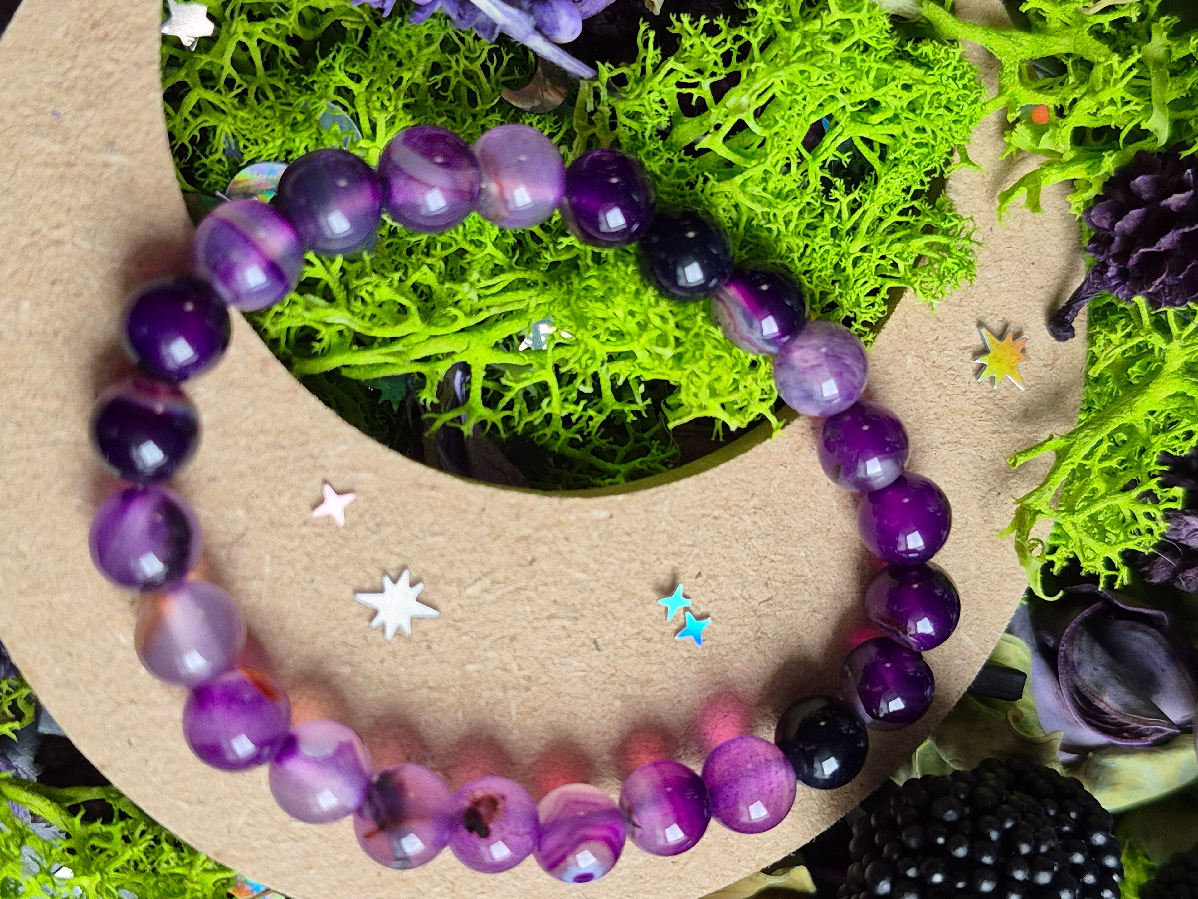 Bracelet élastique – Agate Violette - taille 08 mm