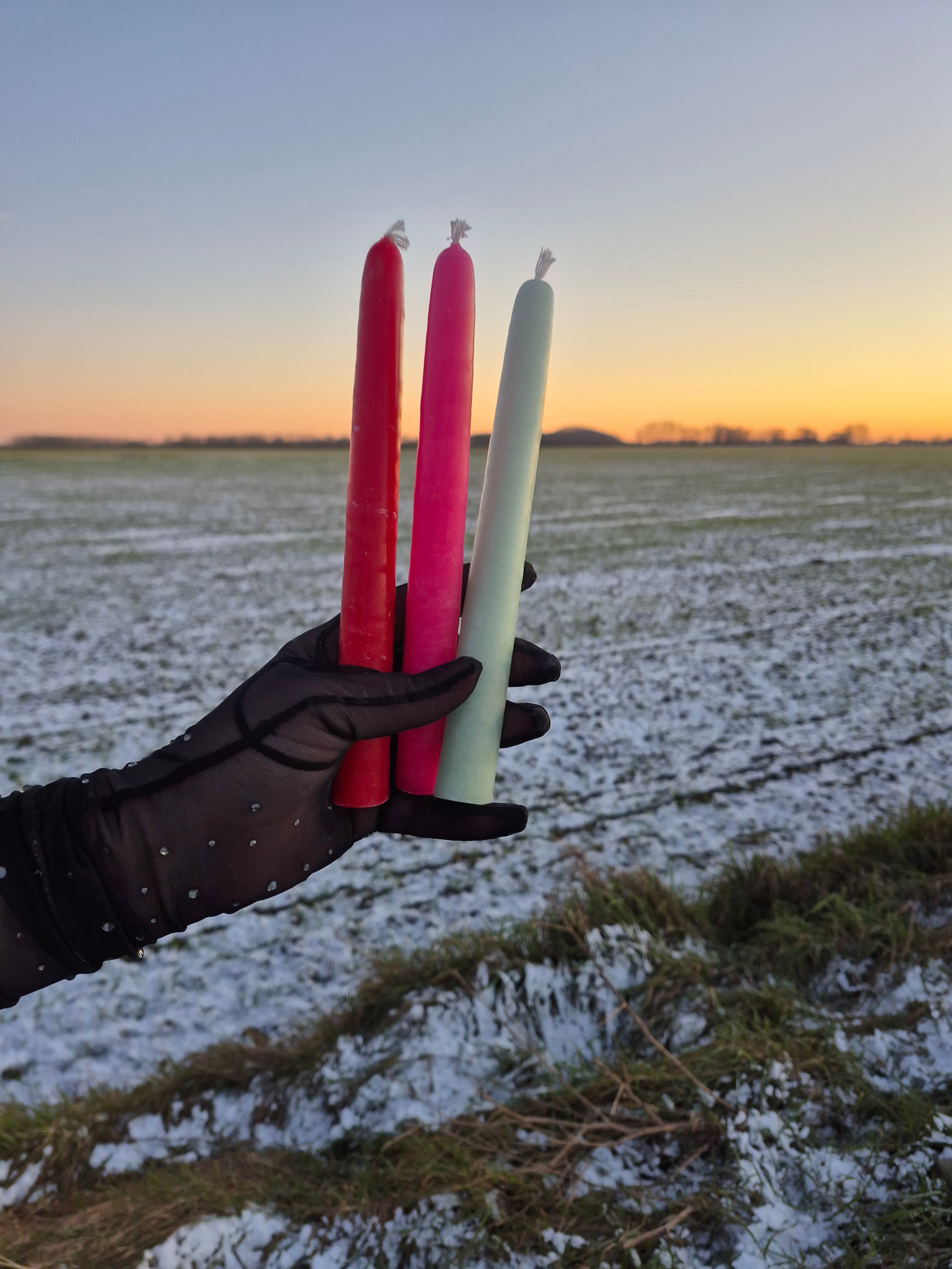 Bougie - hauteur 20 cm (rouge, fuschia ou céladon)