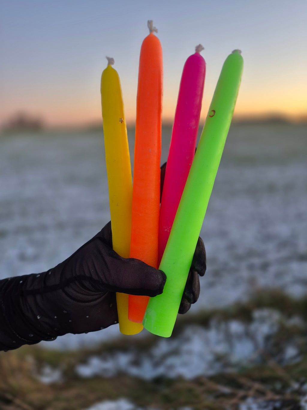 Bougie - hauteur 20 cm (rose, jaune, vert ou orange)