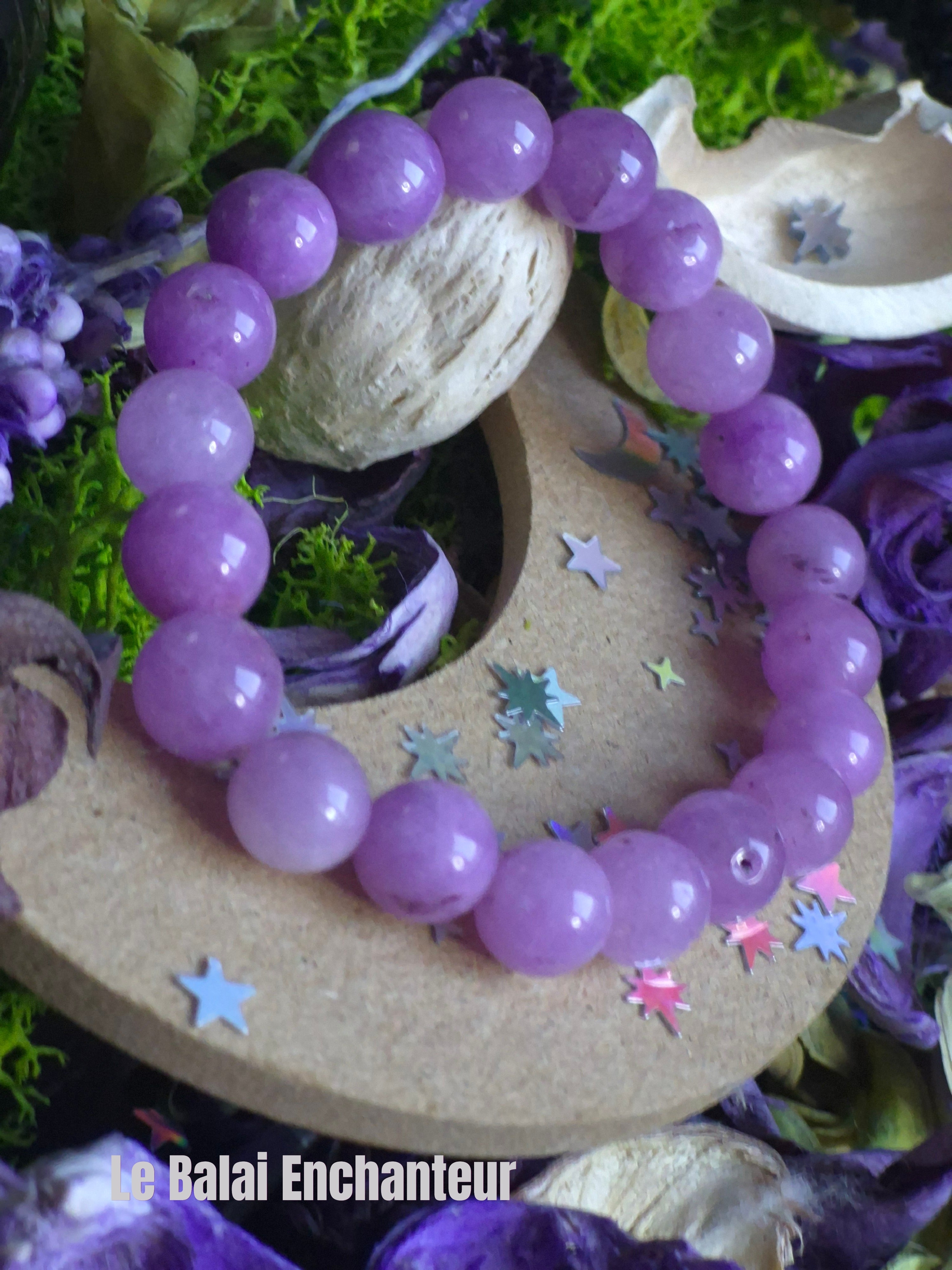 Bracelet élastique - Quartz Lavande - taille 10 mm