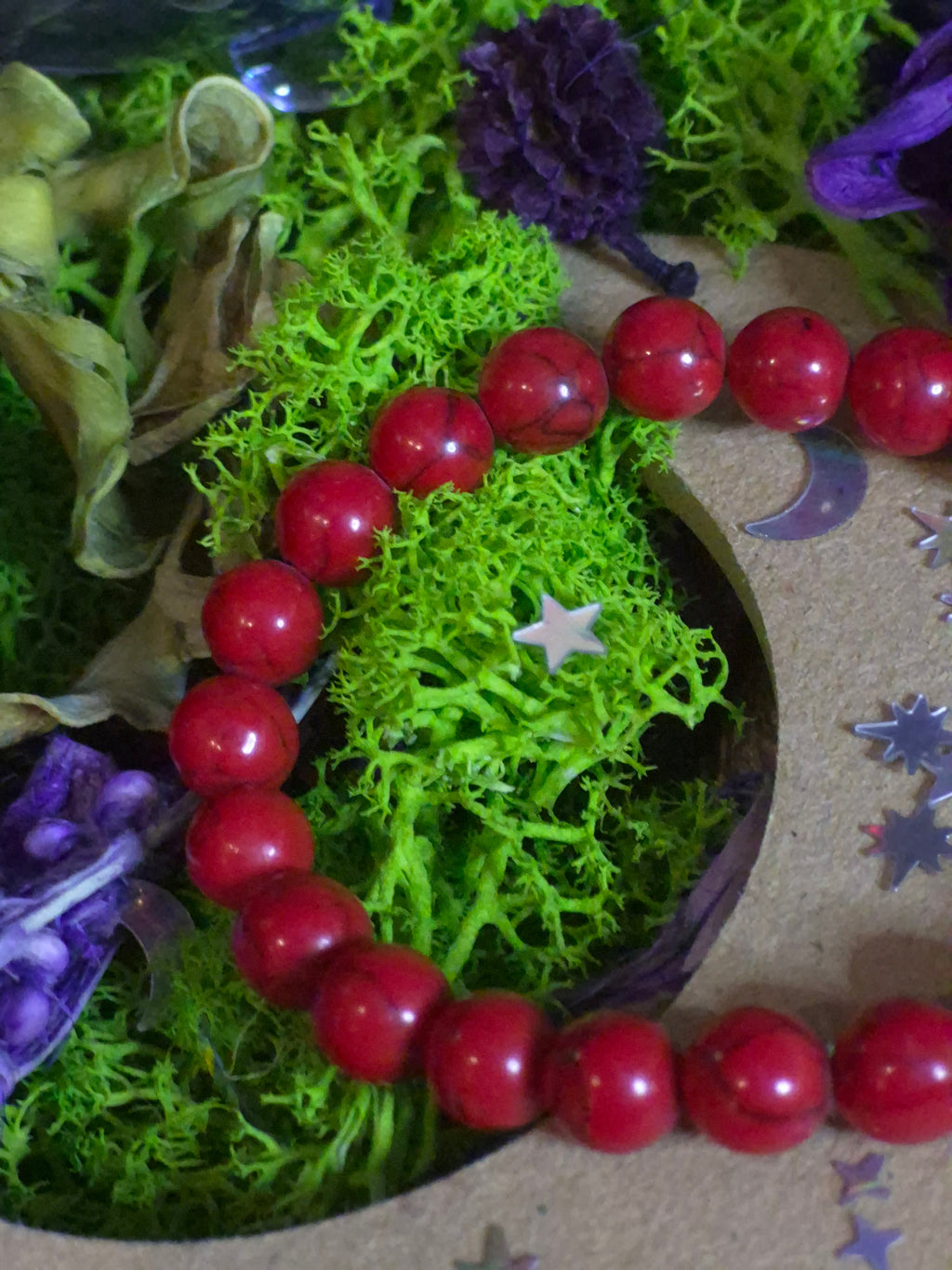 Bracelet élastique - Howlite (rouge) - taille 08 mm