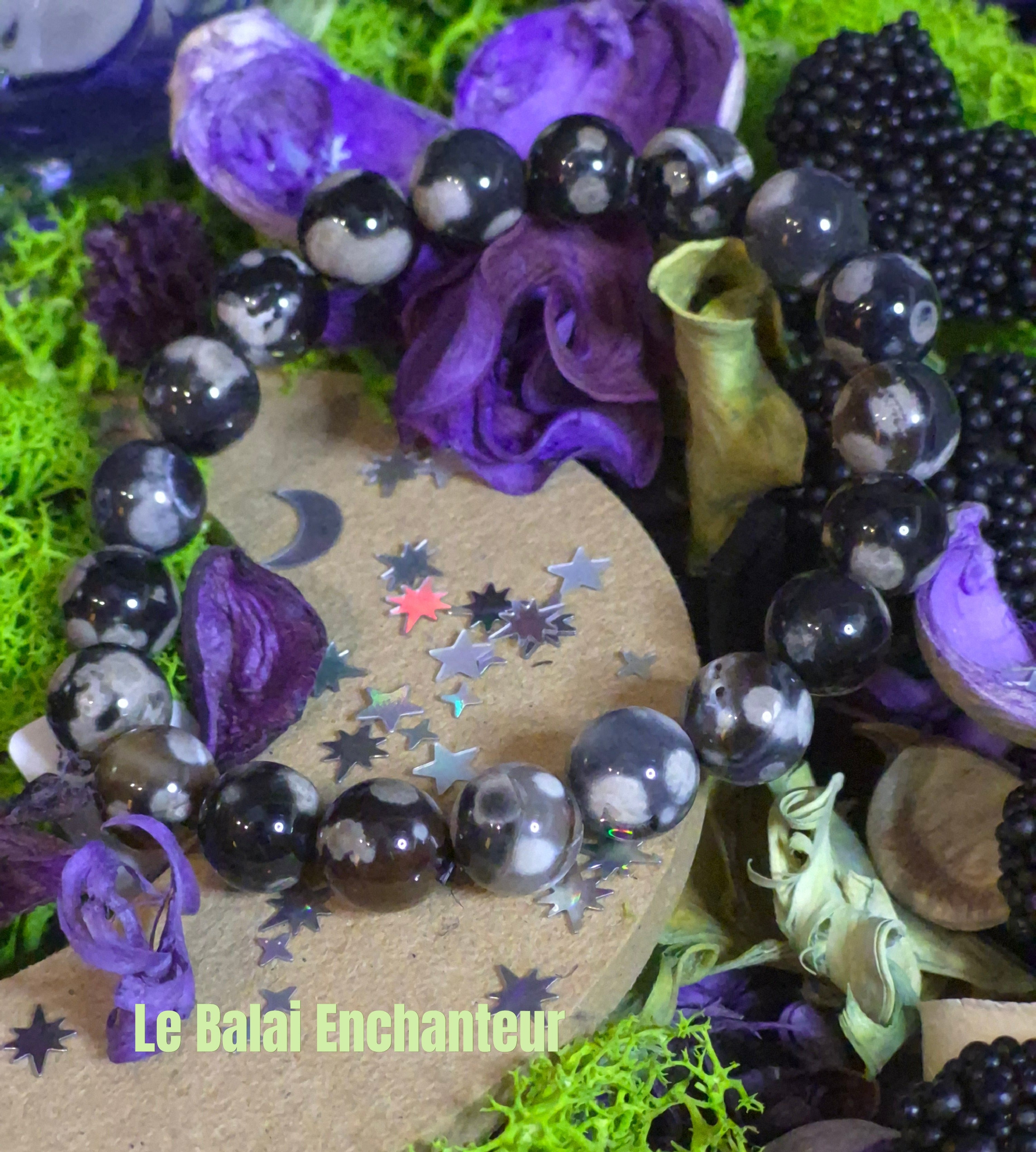 Bracelet élastique – Agate de Feu Noir - taille 10 mm