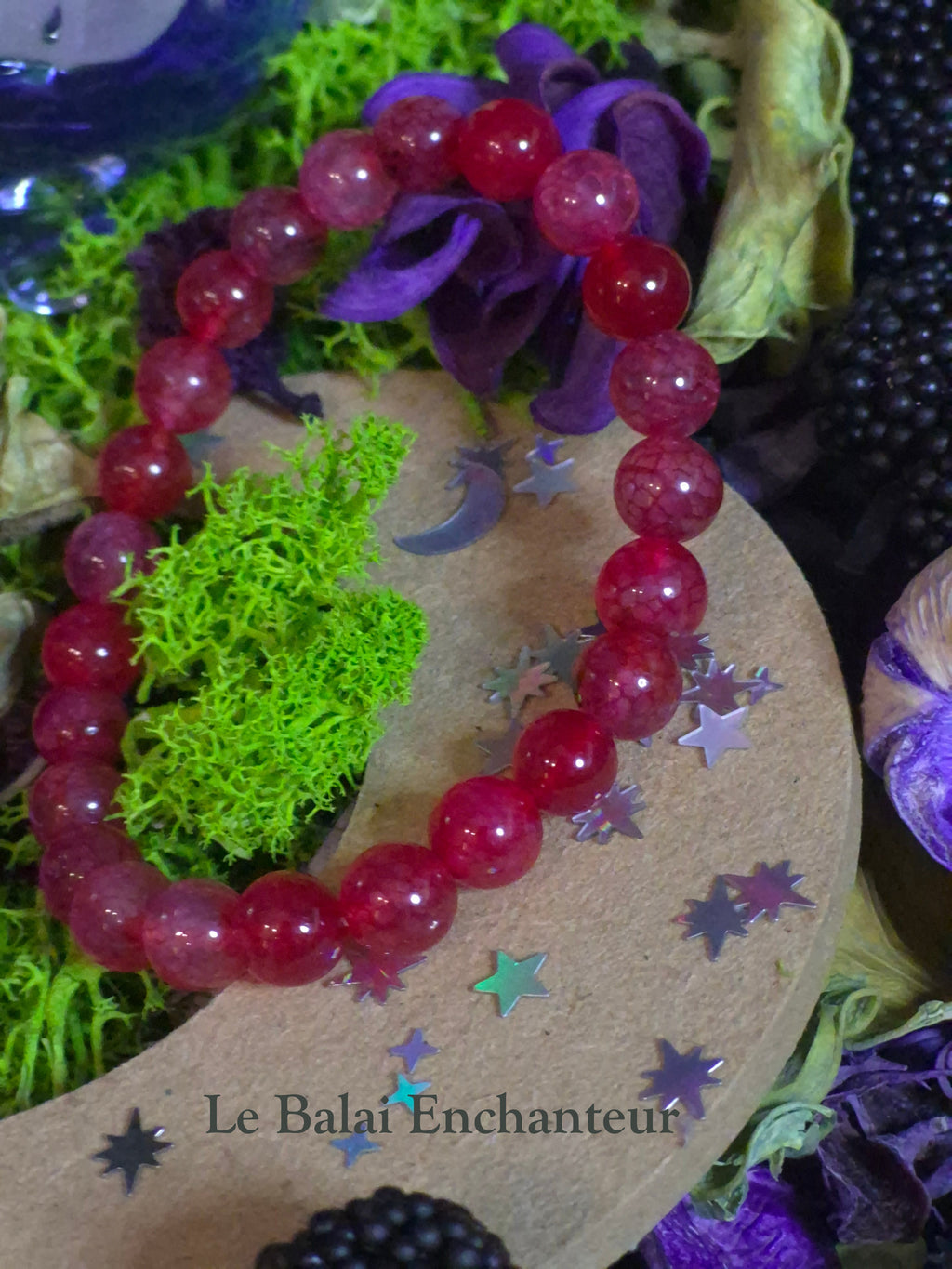 Bracelet élastique - Agate Dragon "Framboise" - taille 08 mm