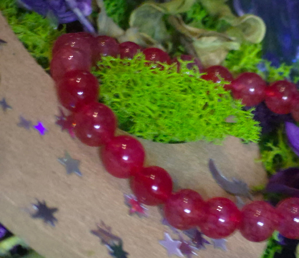 Bracelet élastique - Agate Dragon "Framboise" - taille 08 mm