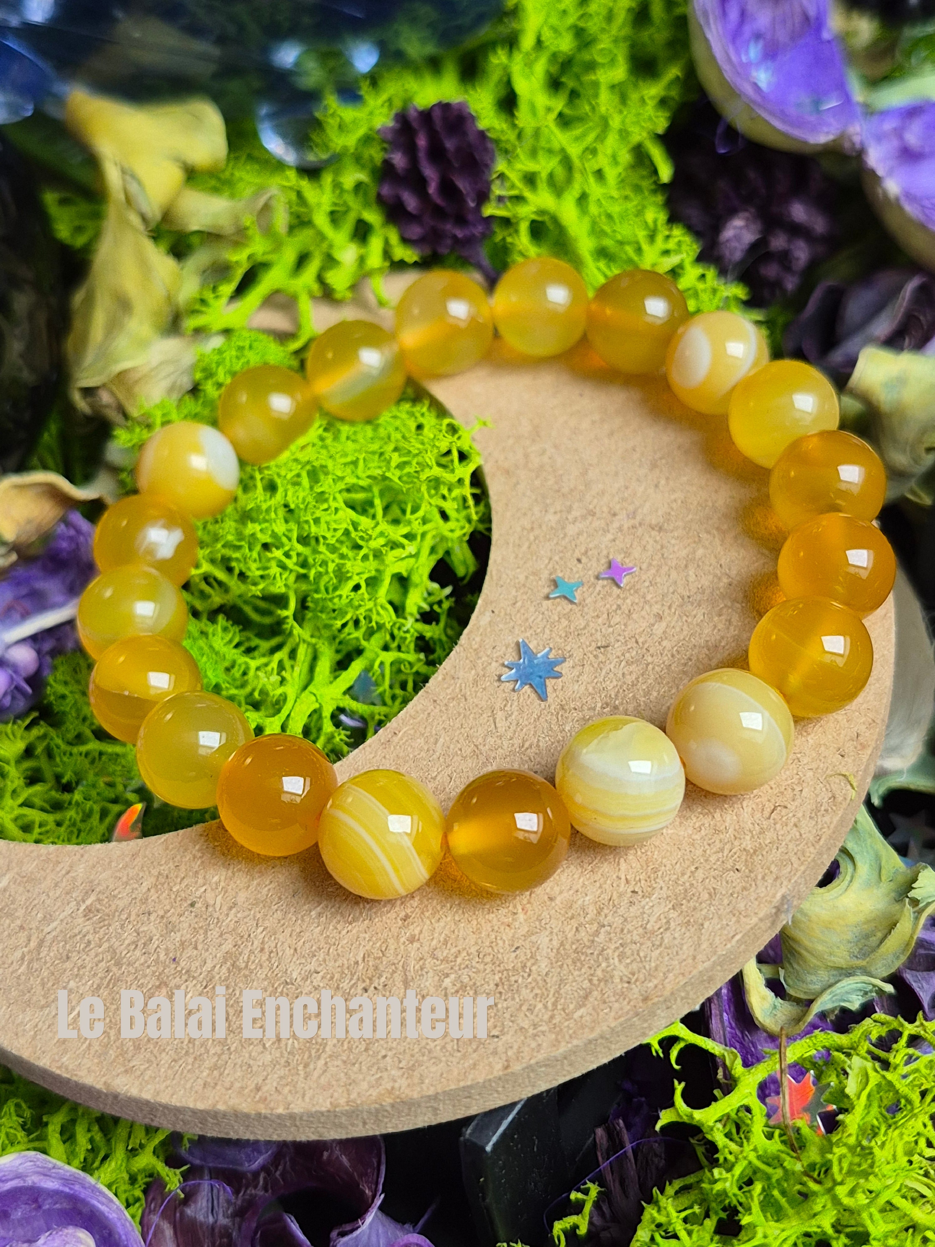 Bracelet élastique – Agate Jaune - taille  10 mm