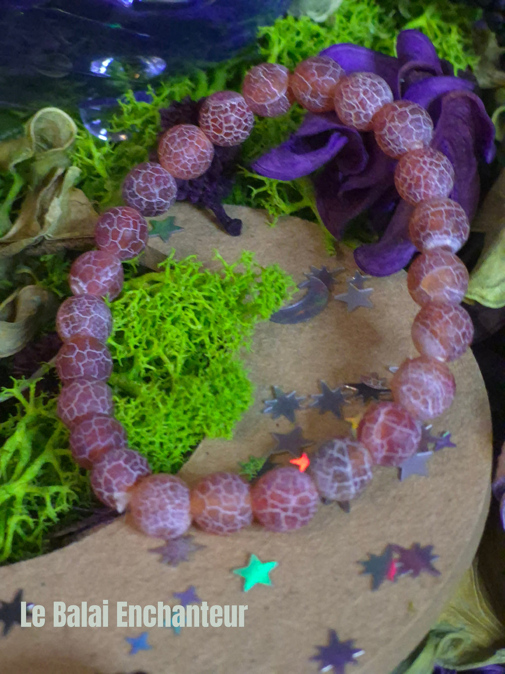 Bracelet élastique - Agate Dragon (rouge mat) - taille 08 mm