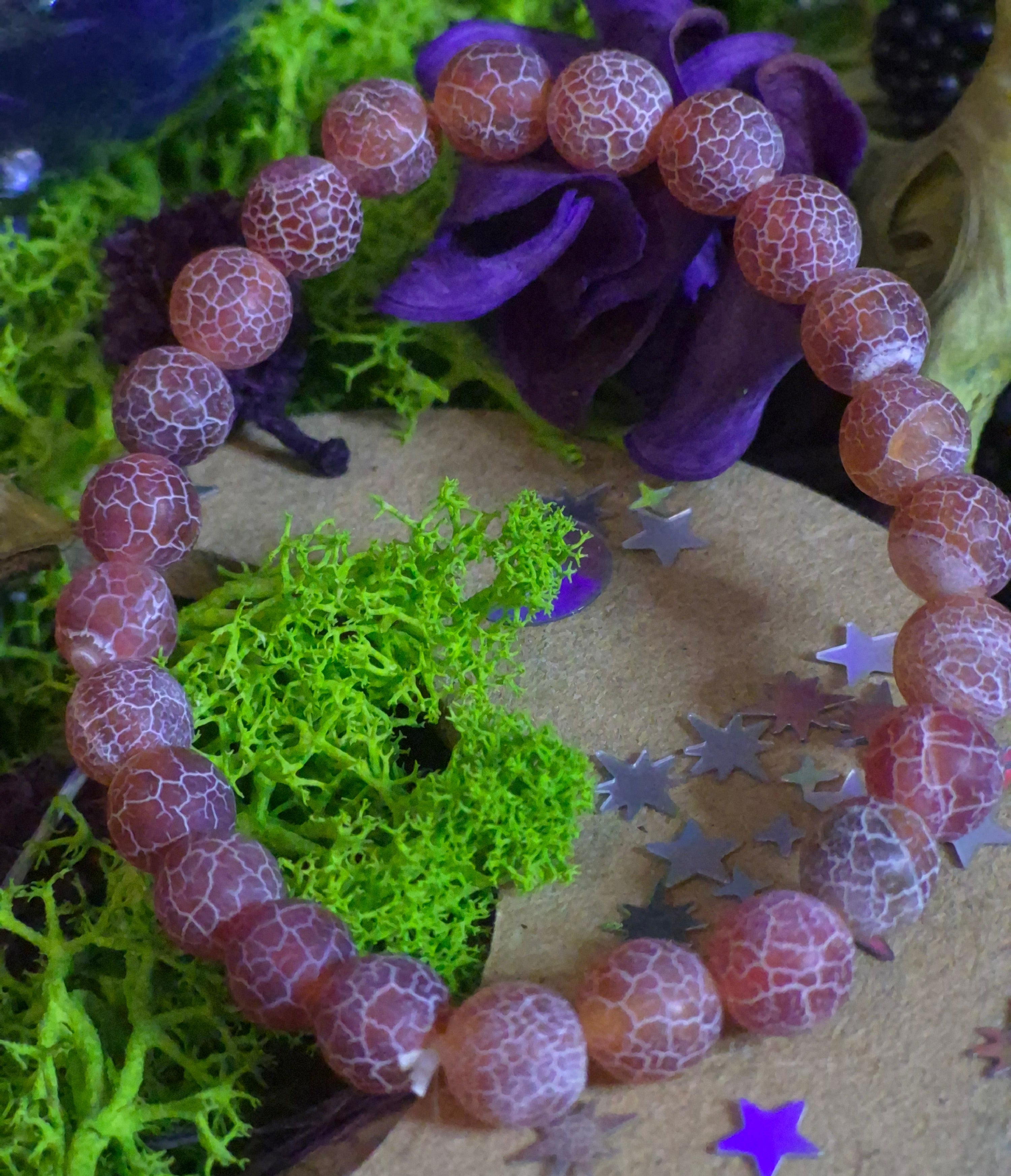 Bracelet élastique - Agate Dragon (rouge mat) - taille 08 mm