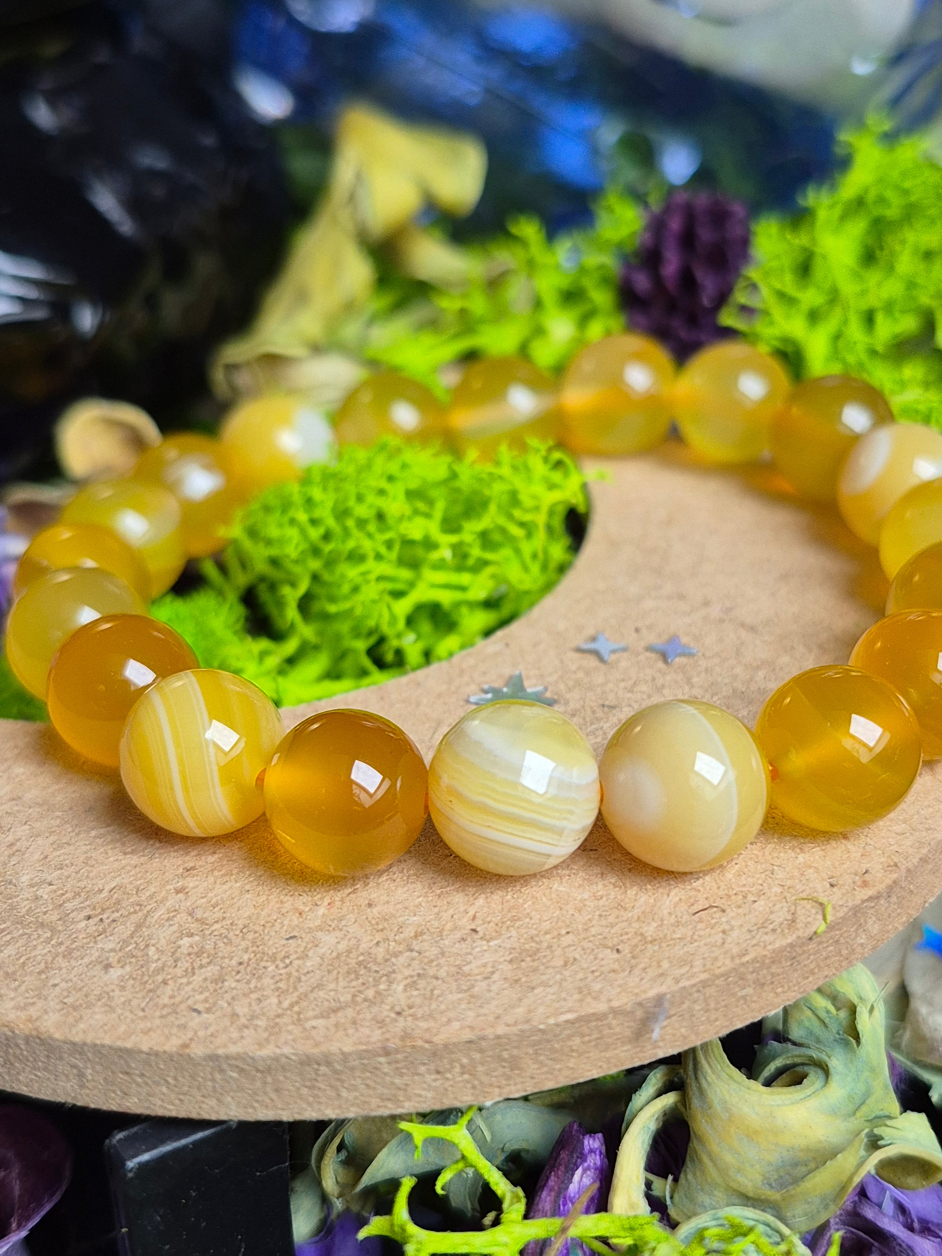 Bracelet élastique – Agate Jaune - taille  10 mm