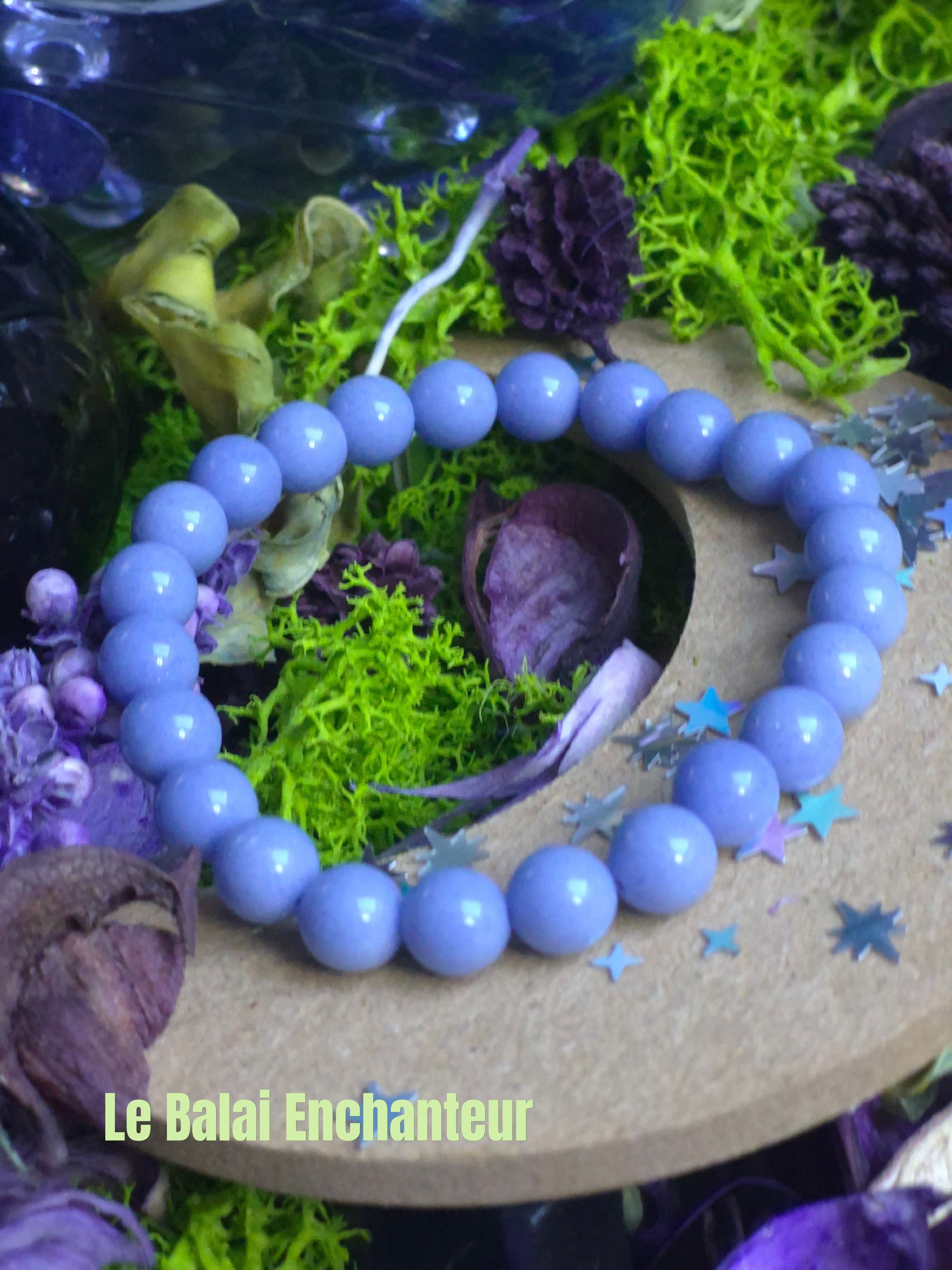 Bracelet élastique – Calcédoine bleue - taille 08 mm