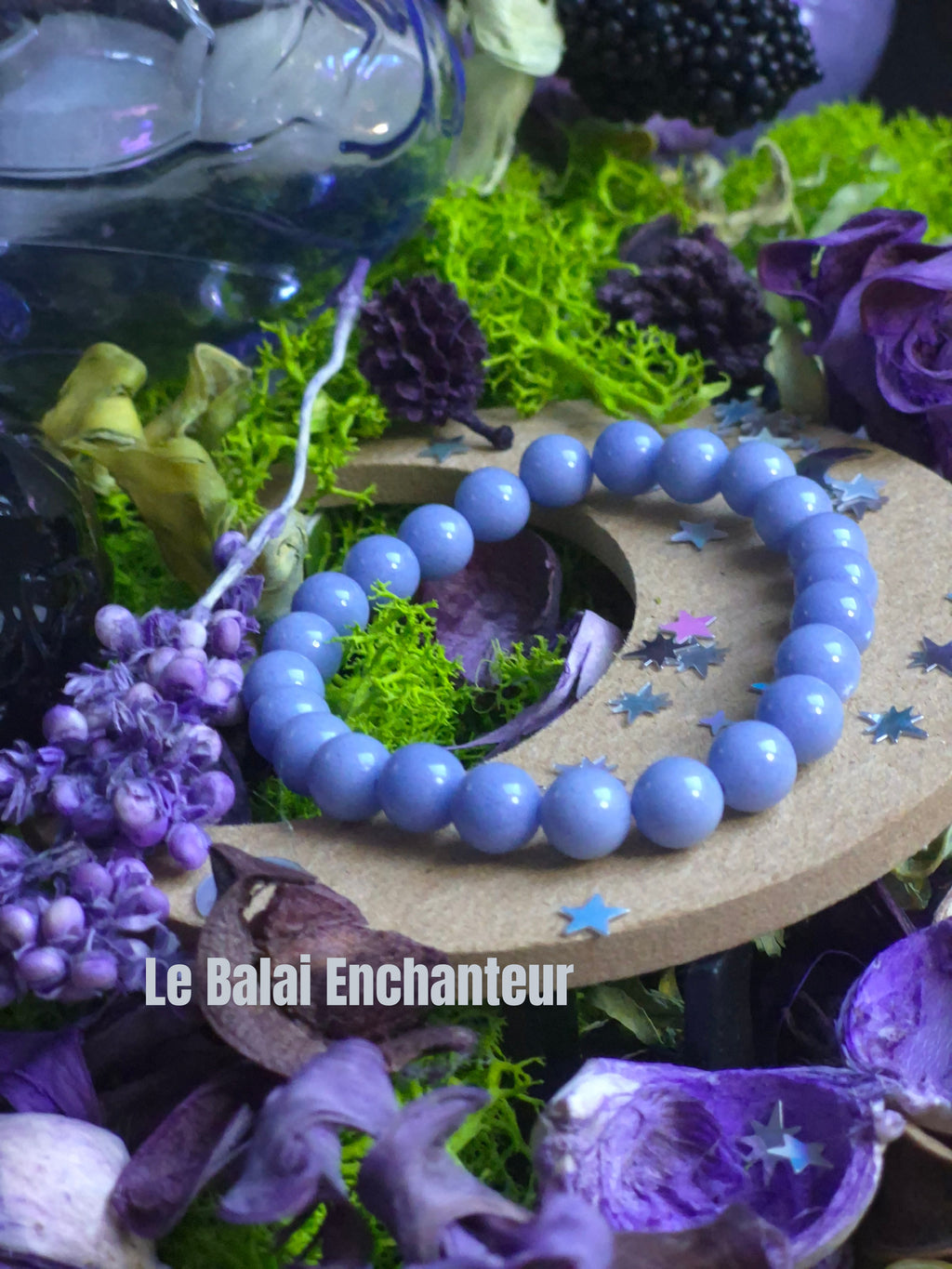 Bracelet élastique – Calcédoine bleue - taille 08 mm