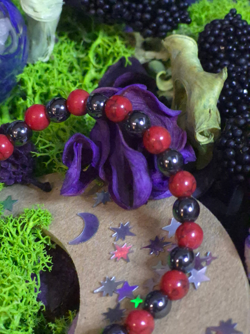 Bracelet élastique - Shungite et Howlite rouge - taille 06 mm