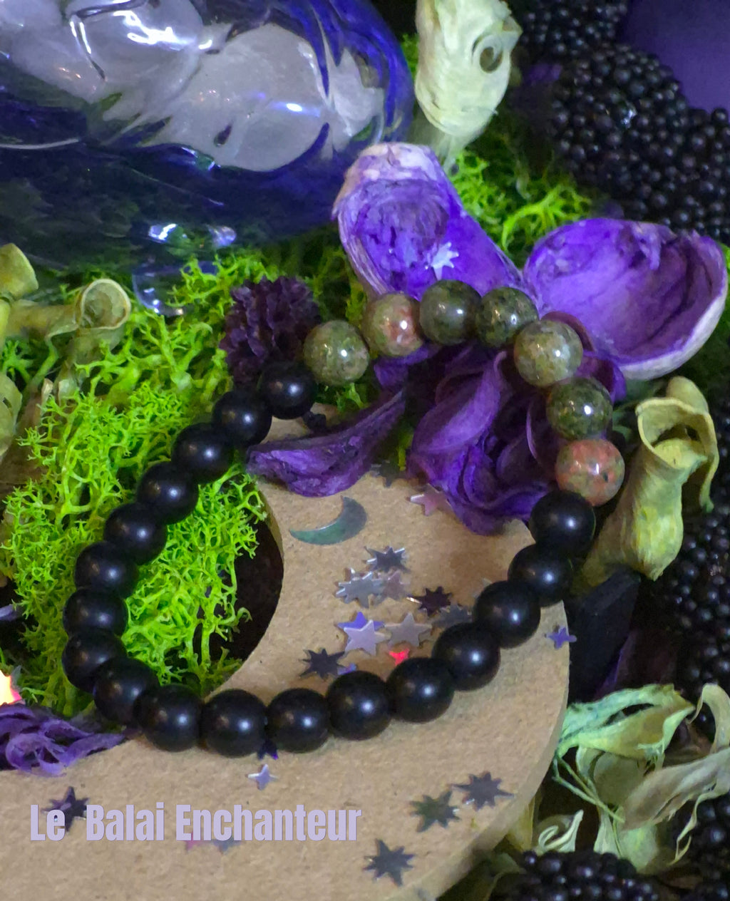 Bracelet élastique – Onyx & Unakite - taille 06/08 mm