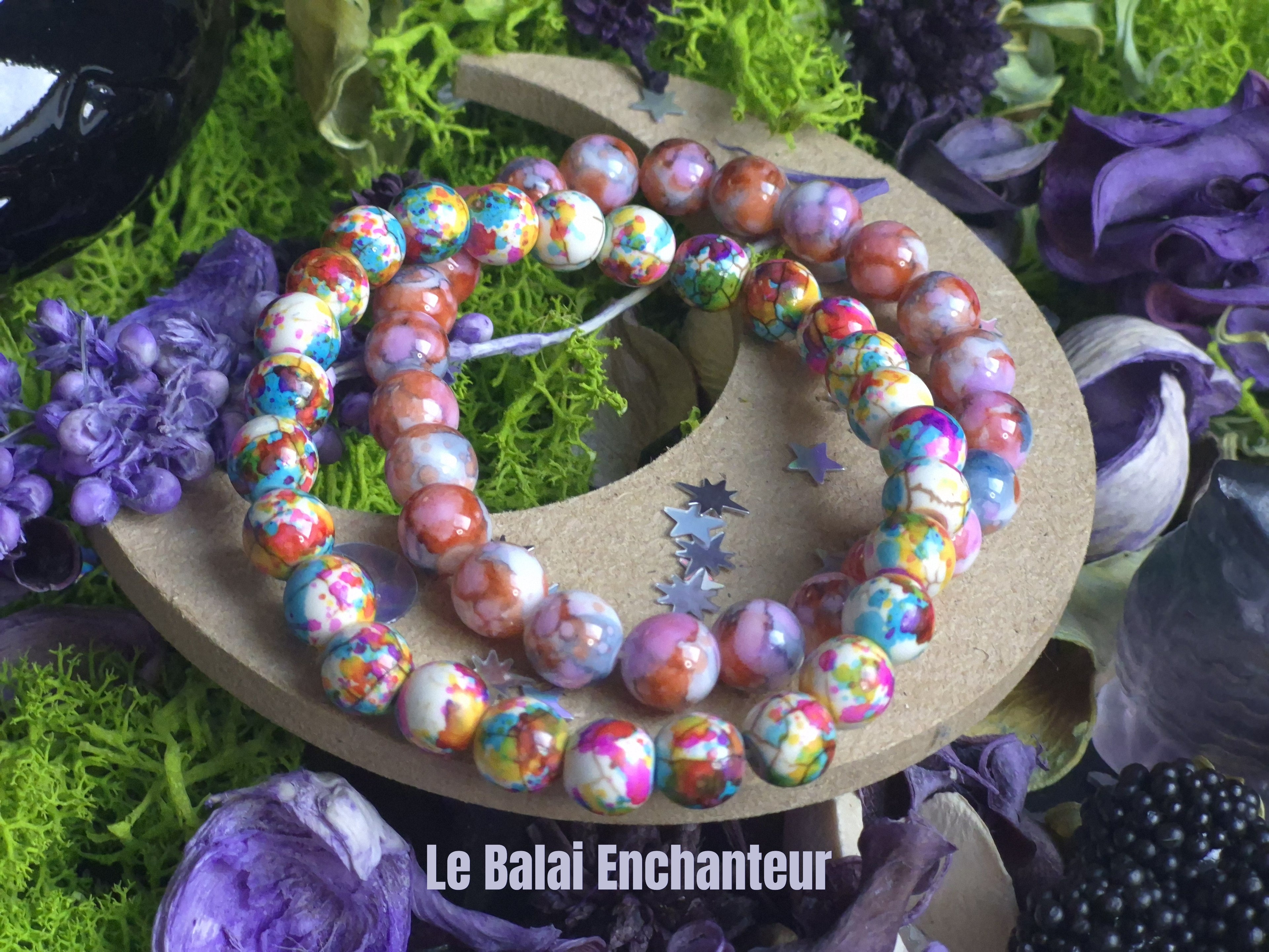 Duo Bracelets Magiques - taille 8 mm - orange et rose