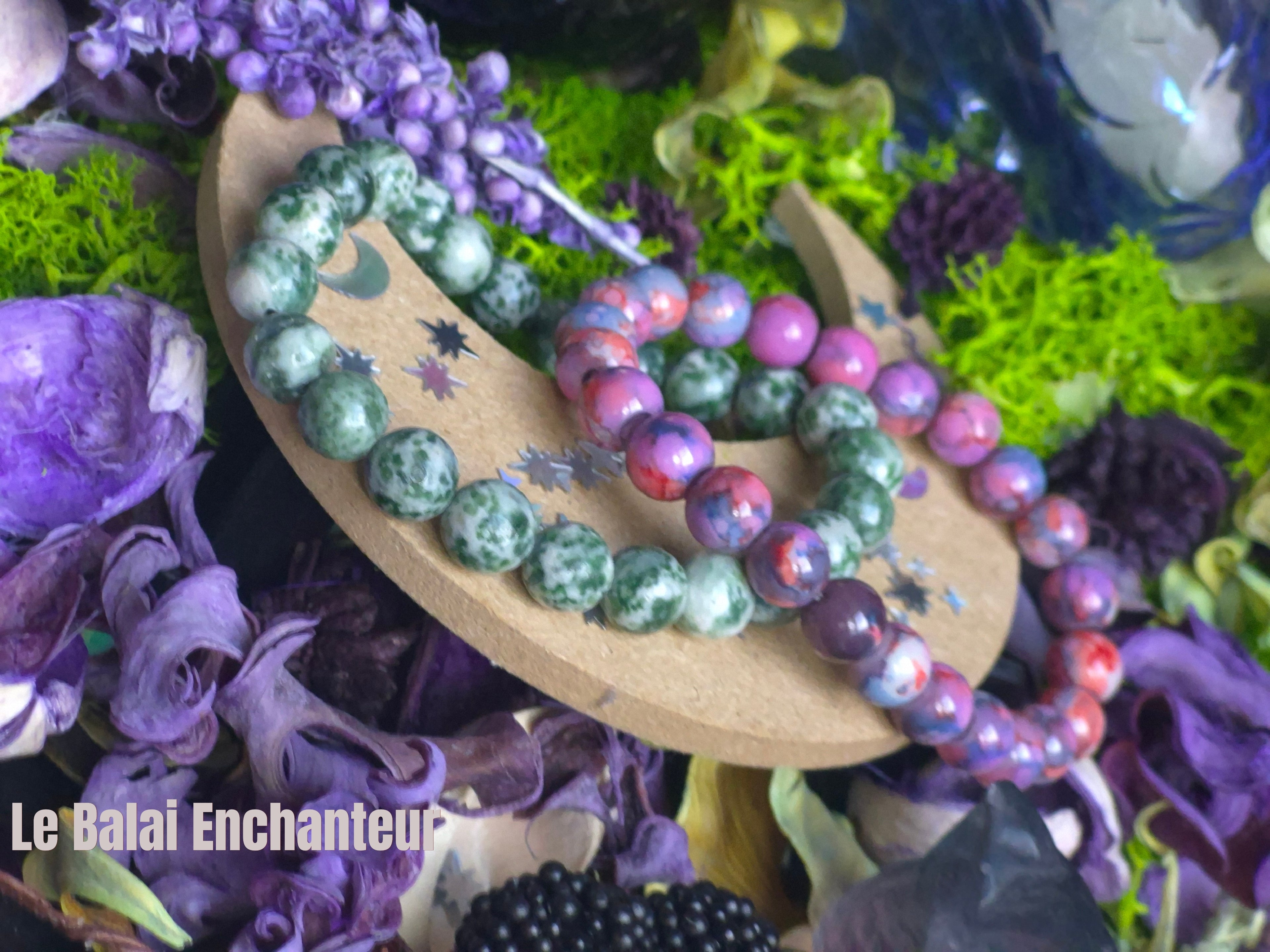 Duo Bracelet Magique - taille 08 mm - vert, blanc et rose