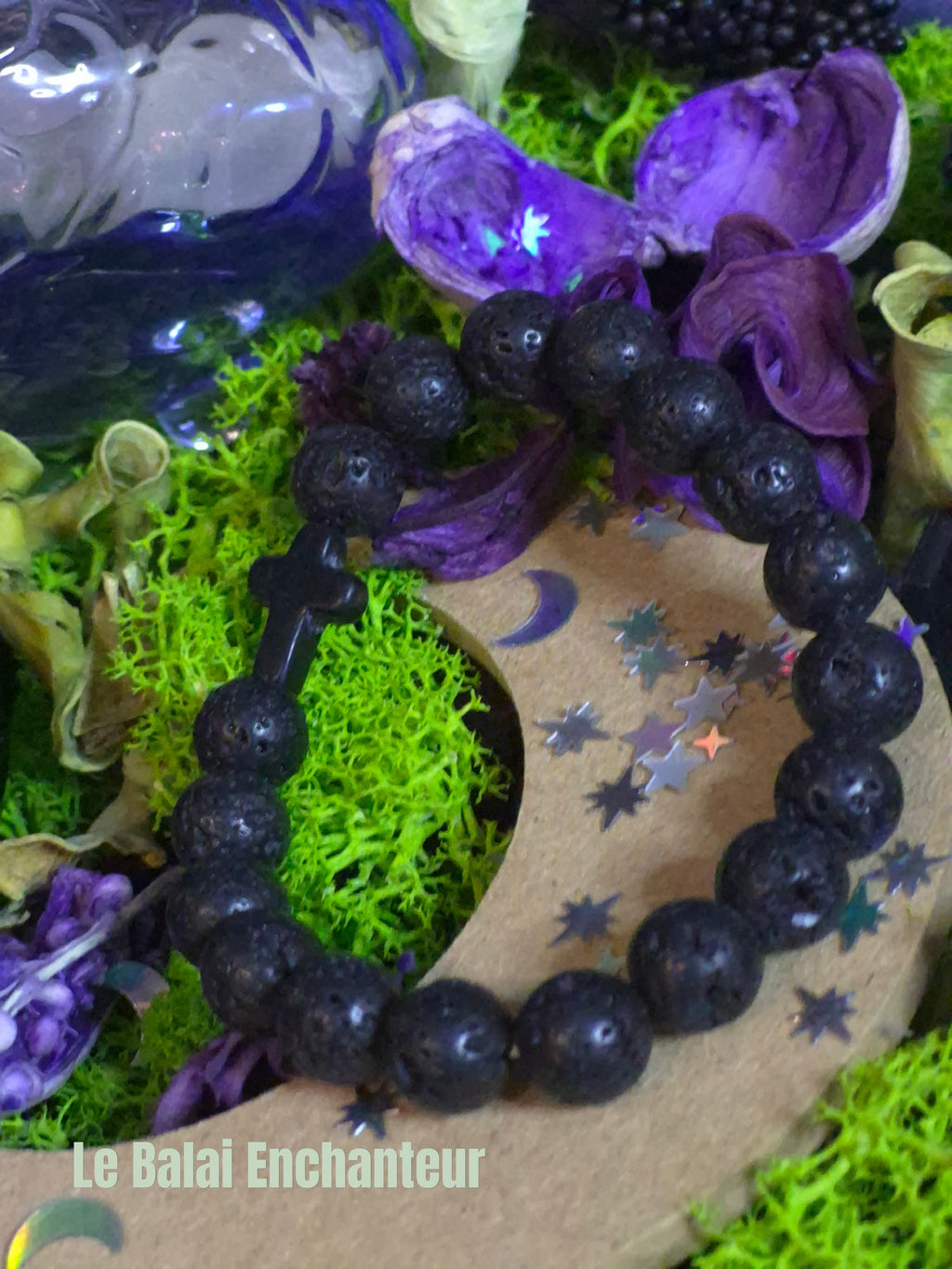 Bracelet élastique – Pierre de Lave - taille 10 mm