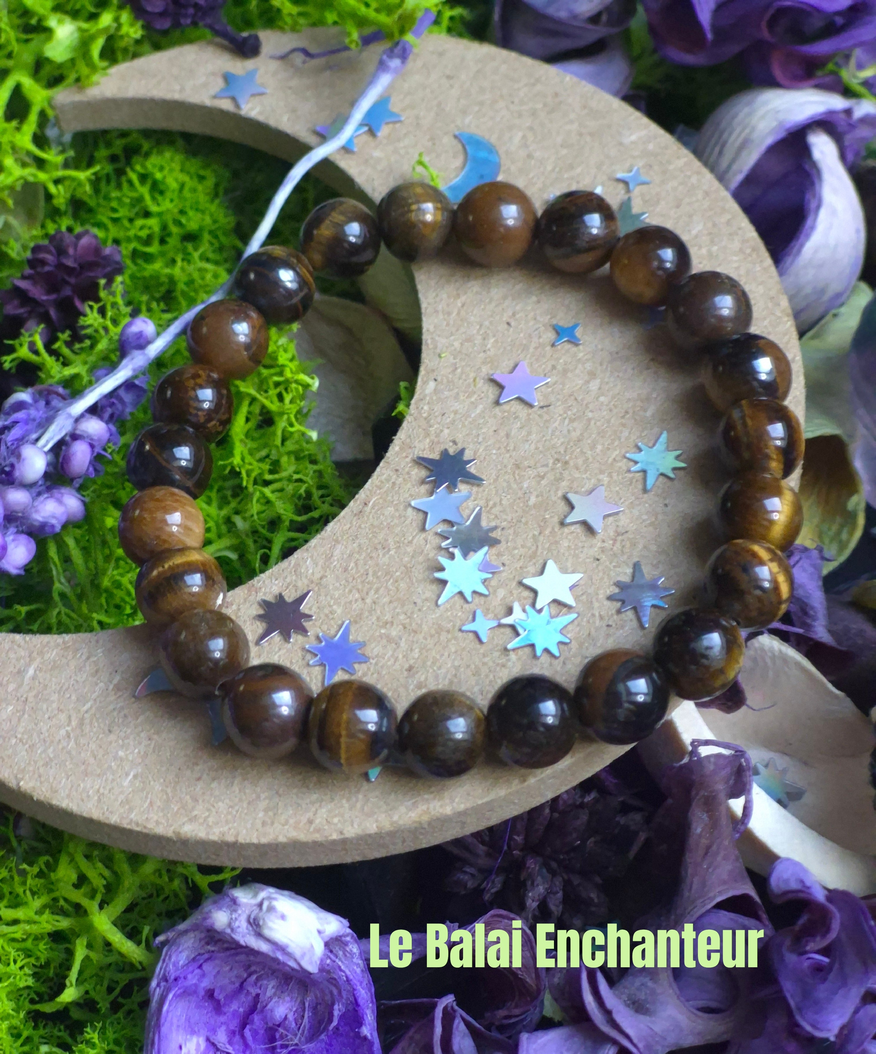 Bracelet élastique – Œil de Tigre - taille 08 mm - poignet 16 cm