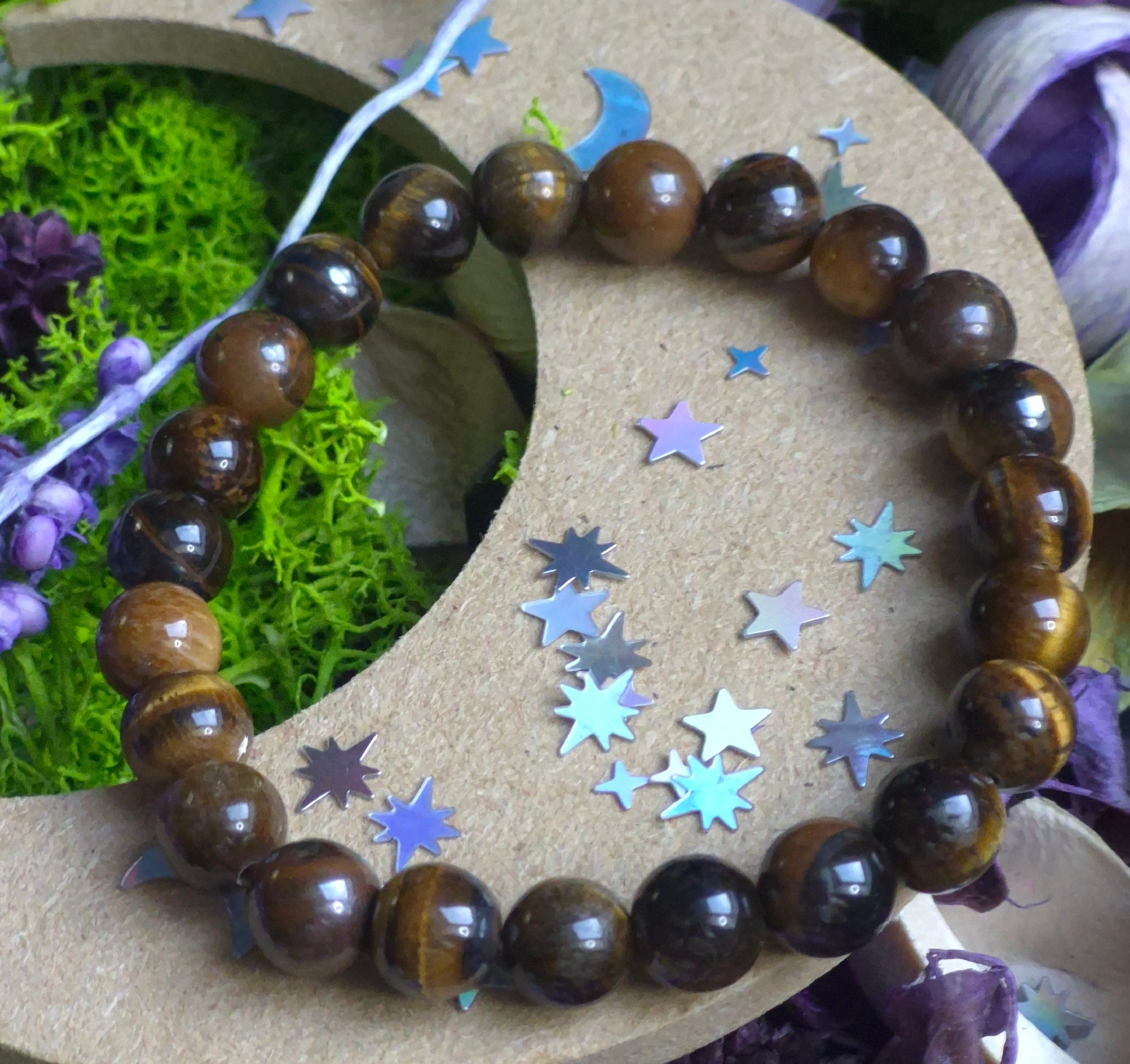 Bracelet élastique – Œil de Tigre - taille 08 mm - poignet 16 cm