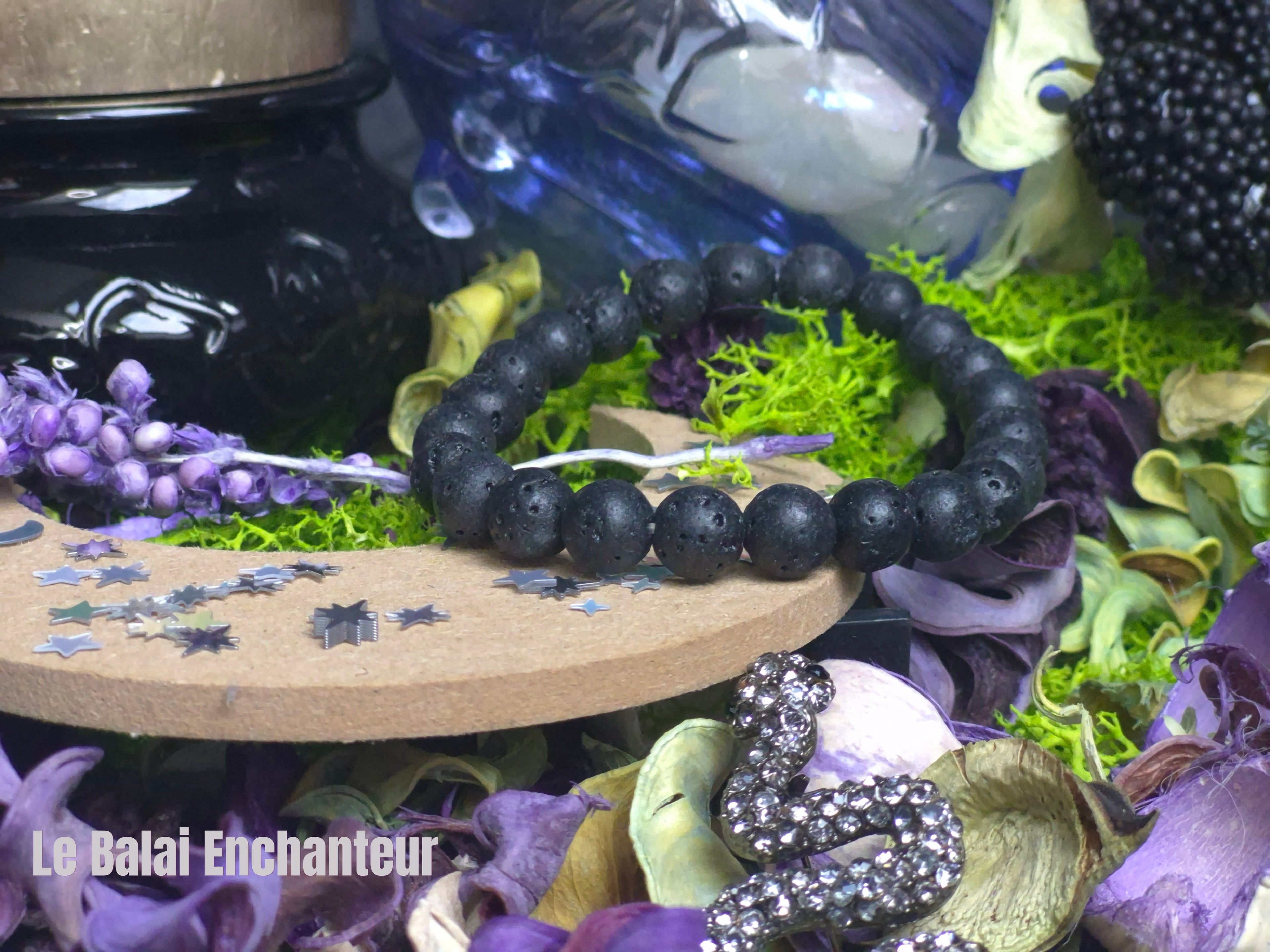 Bracelet élastique - Pierre de lave - taille 08 mm