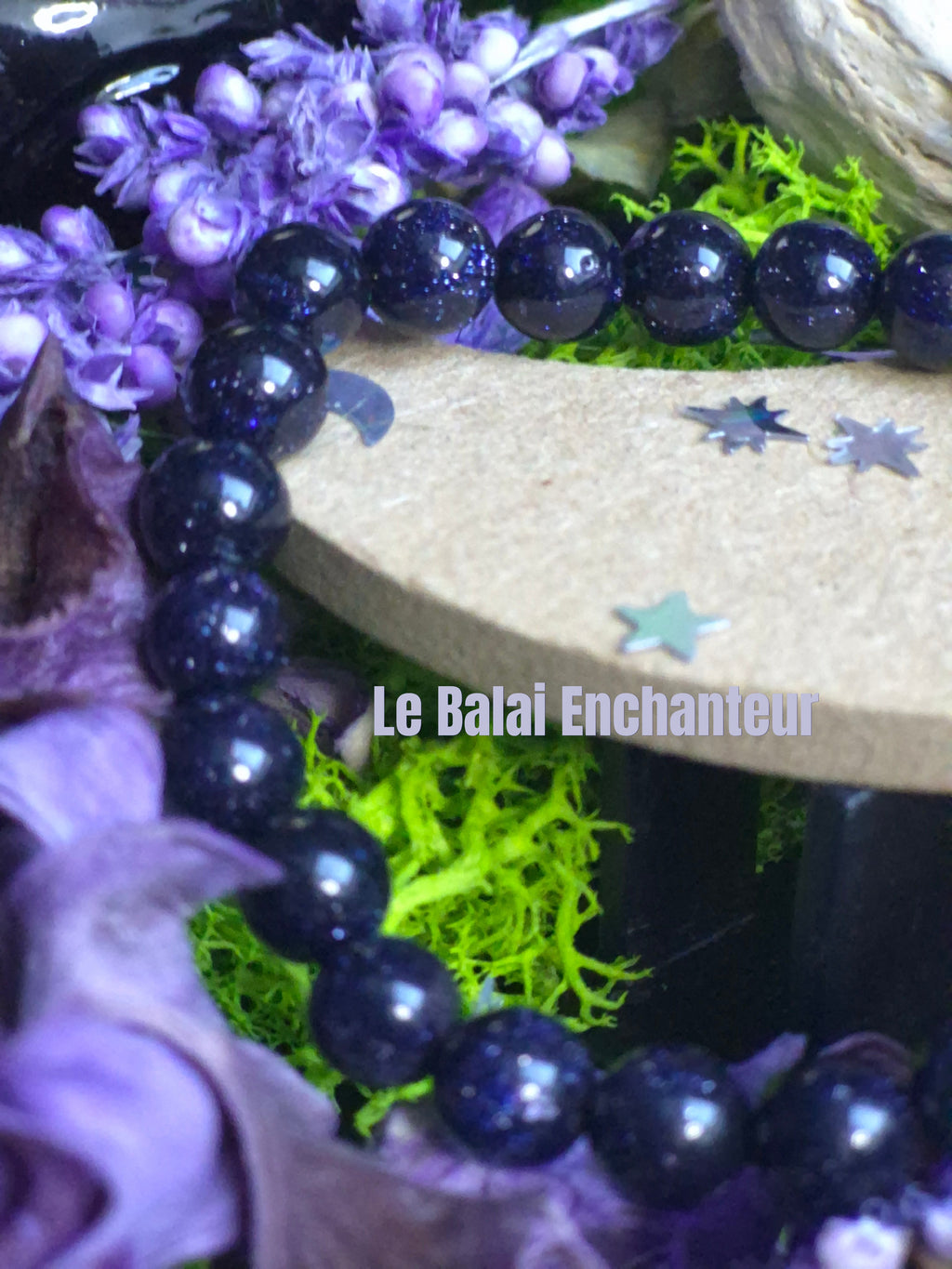 Bracelet élastique – Pierre de Lune (nuit) - taille 08 mm