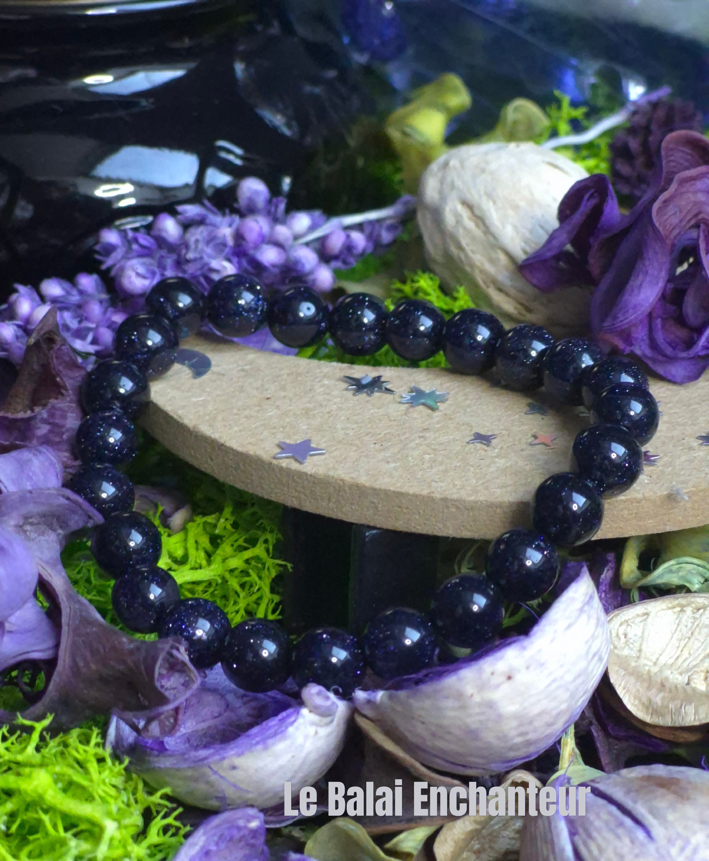 Bracelet élastique – Pierre de Lune (nuit) - taille 08 mm