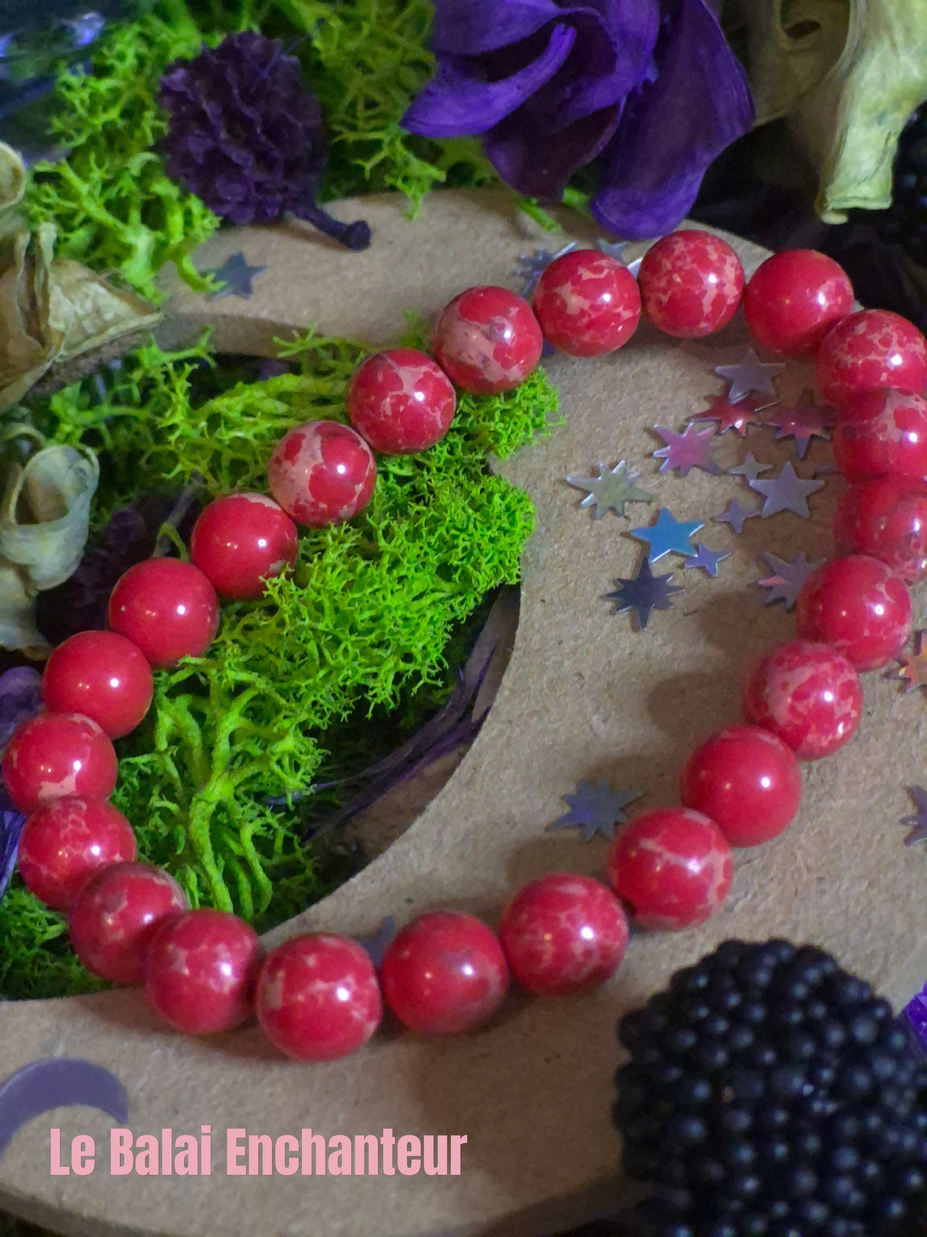 Bracelet élastique - Jaspe rouge - taille 08 mm