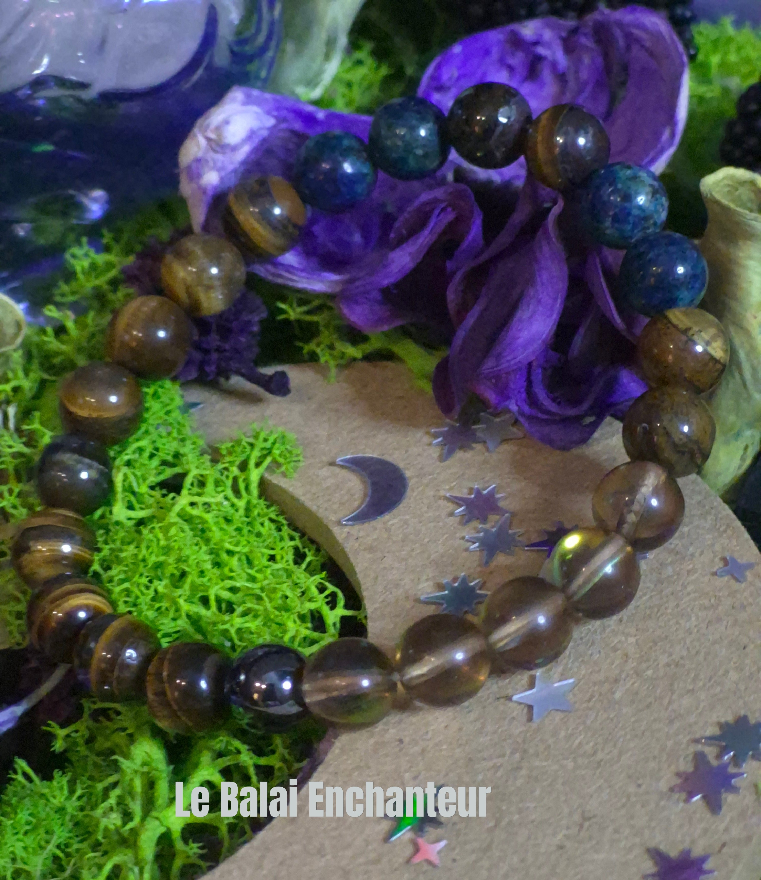 Bracelet élastique – Roche, Lapis-lazuli, Œil de Tigre & Hématite - taille 08 mm
