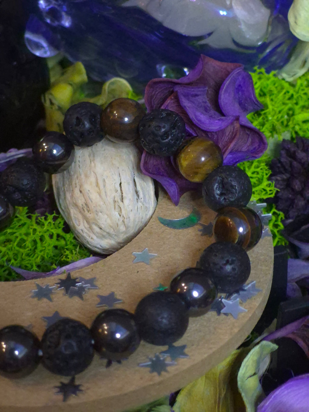 Bracelet élastique – Pierre de Lave, Hématite & Œil de Tigre- taille 10 mm