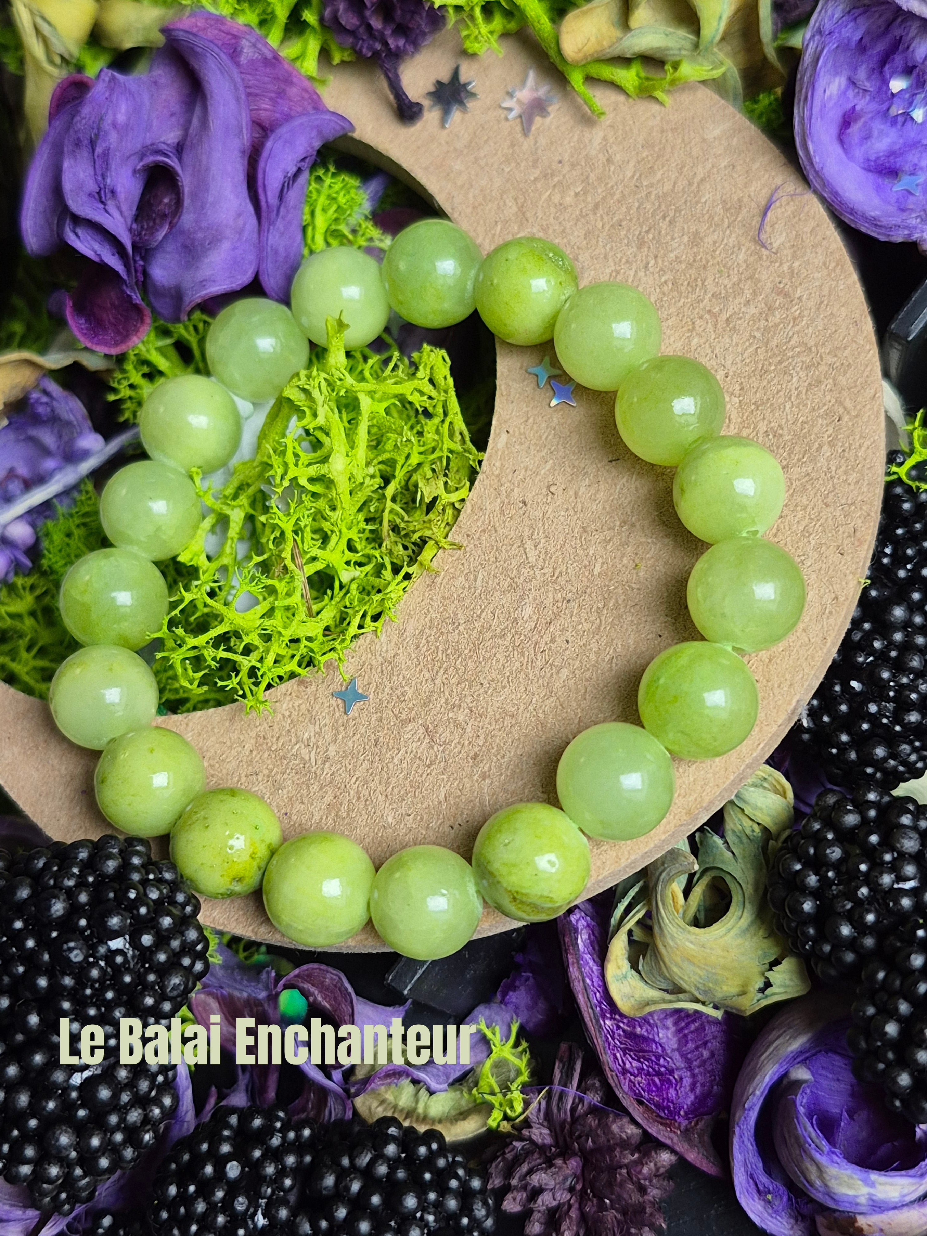 Bracelet élastique – Calcite verte, édition 10 mm