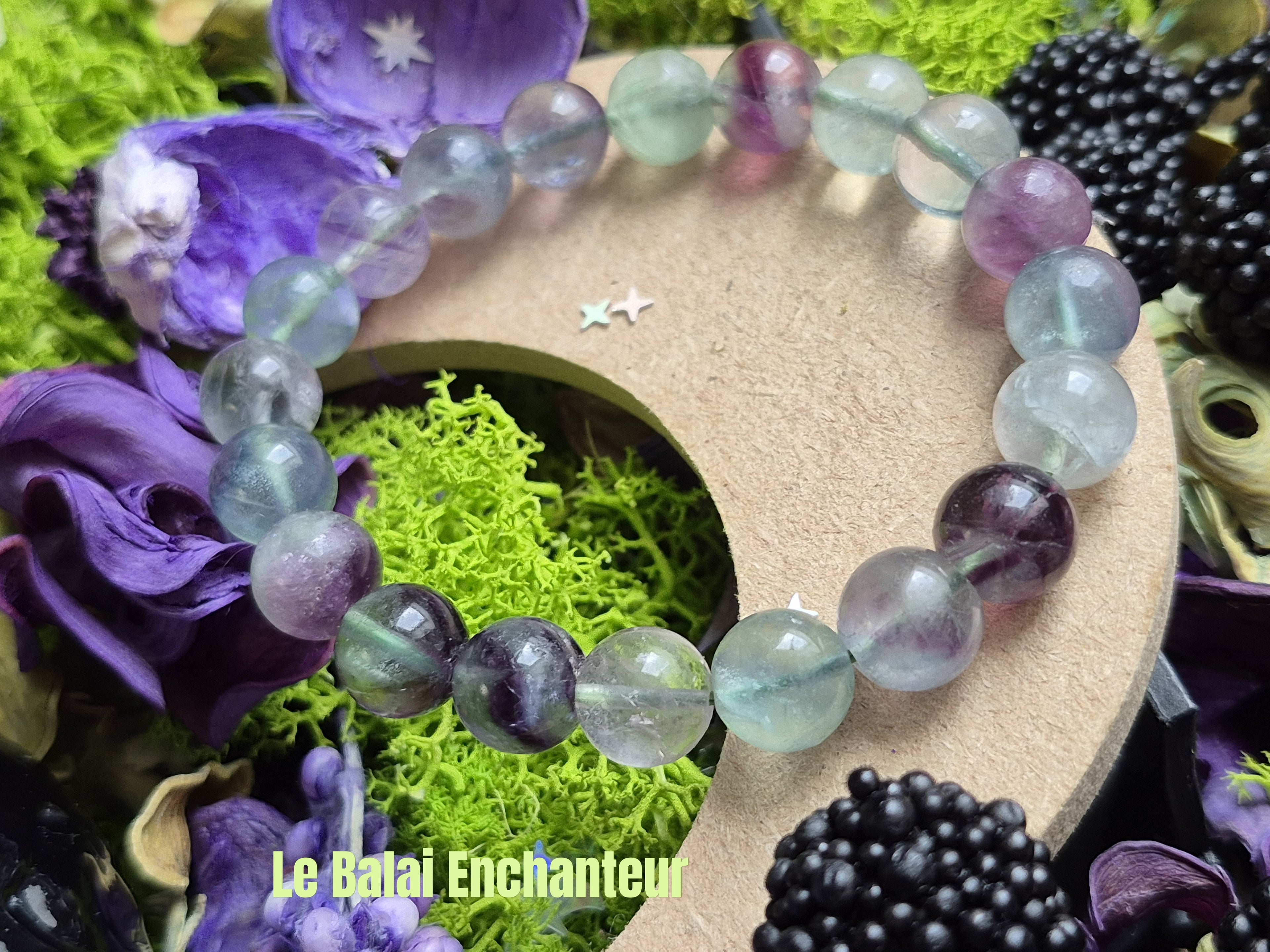 Bracelet élastique – Fluorite - taille 10 mm - poignet 17 cm