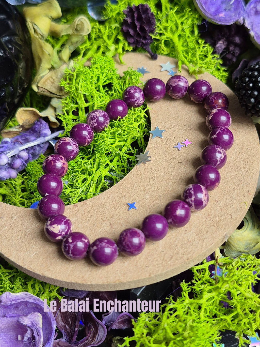 Bracelet élastique – Jaspe Teinté Violet - taille 08 mm