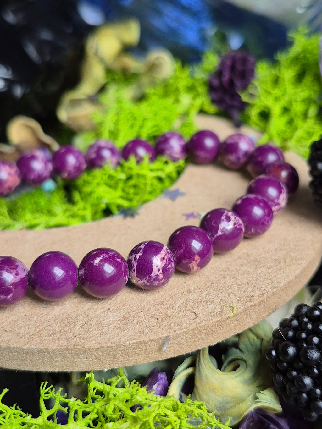 Bracelet élastique – Jaspe Teinté Violet - taille 08 mm