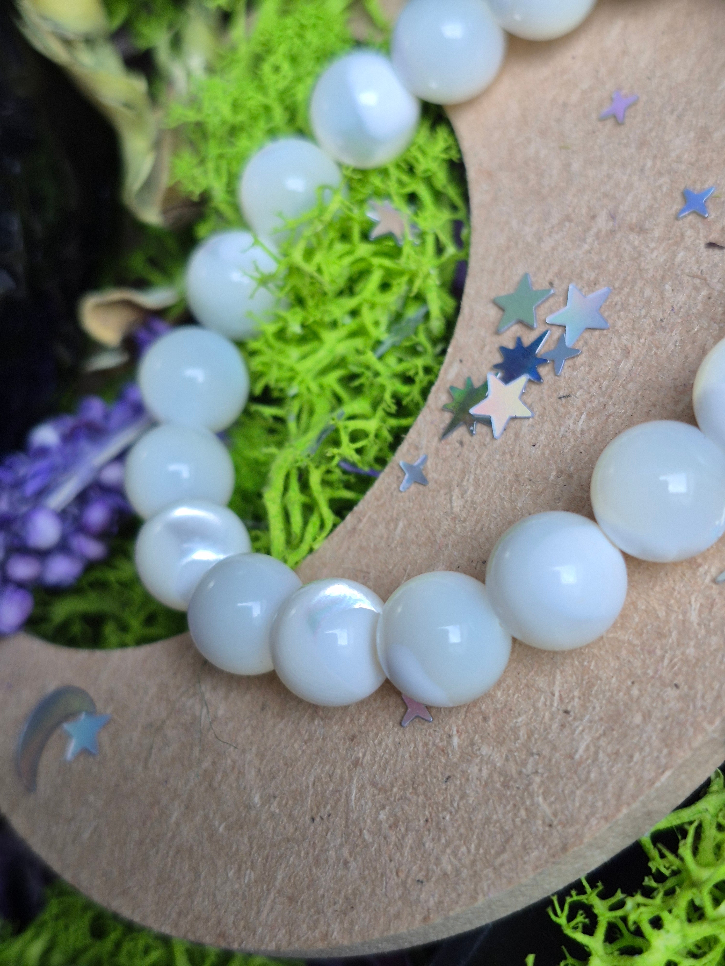 Bracelet élastique – Nacre 🤍 - taille 10 mm