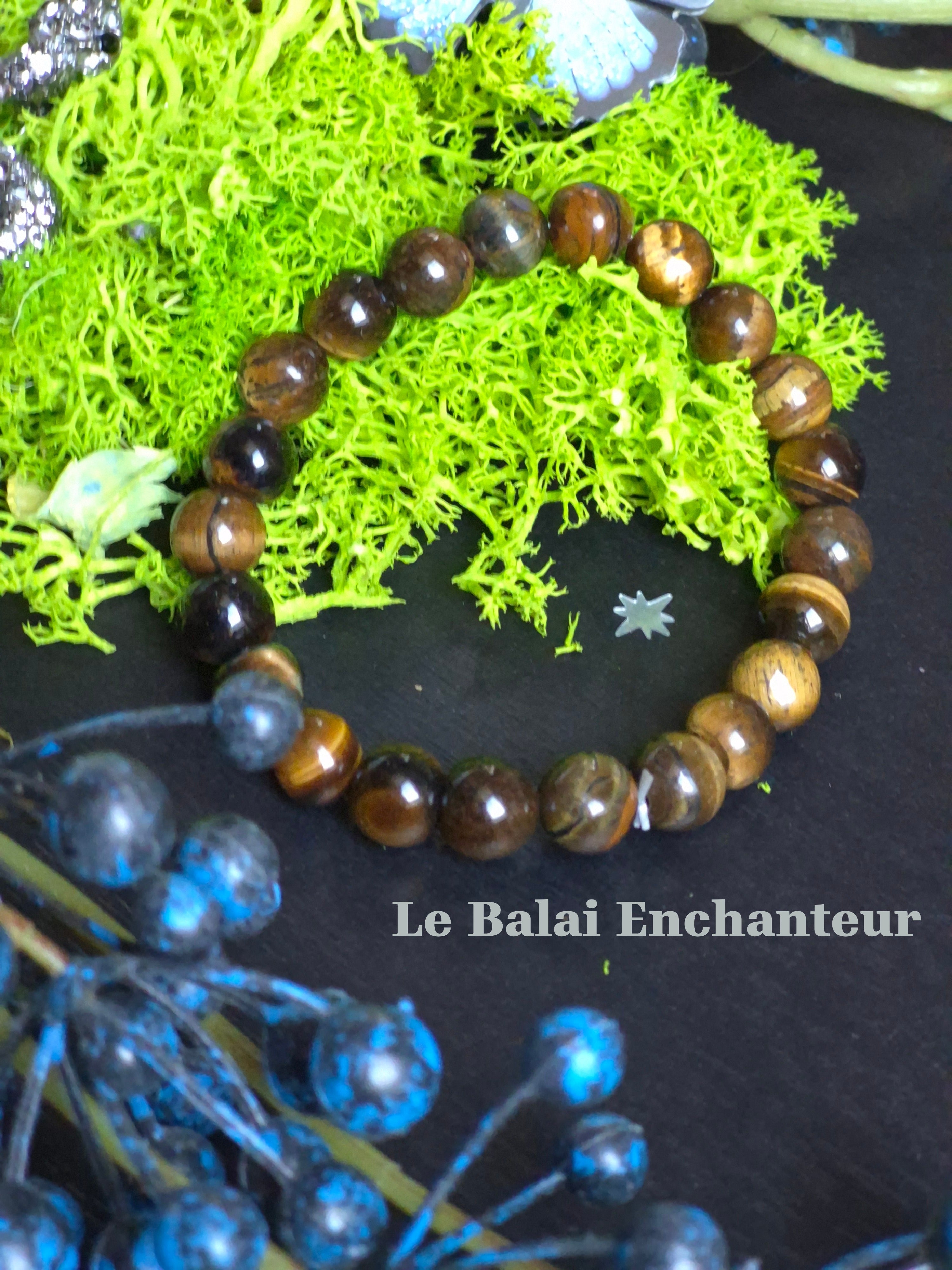 Bracelet élastique – Œil de Tigre - taille 08 mm - poignet 15 cm