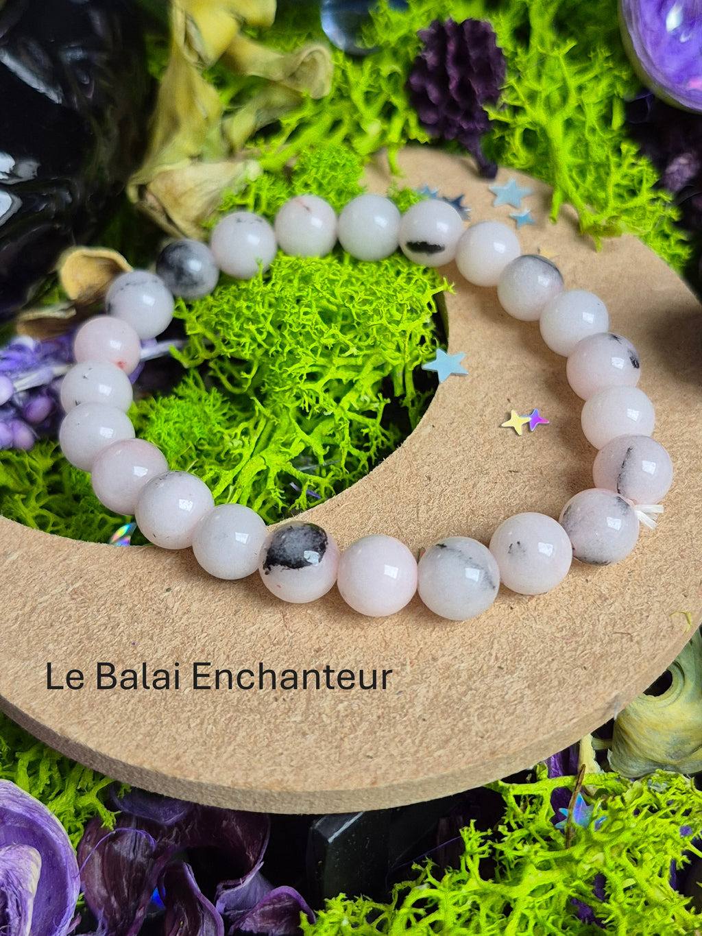 Bracelet élastique – 🌸 Opale Rose - taille  08 mm