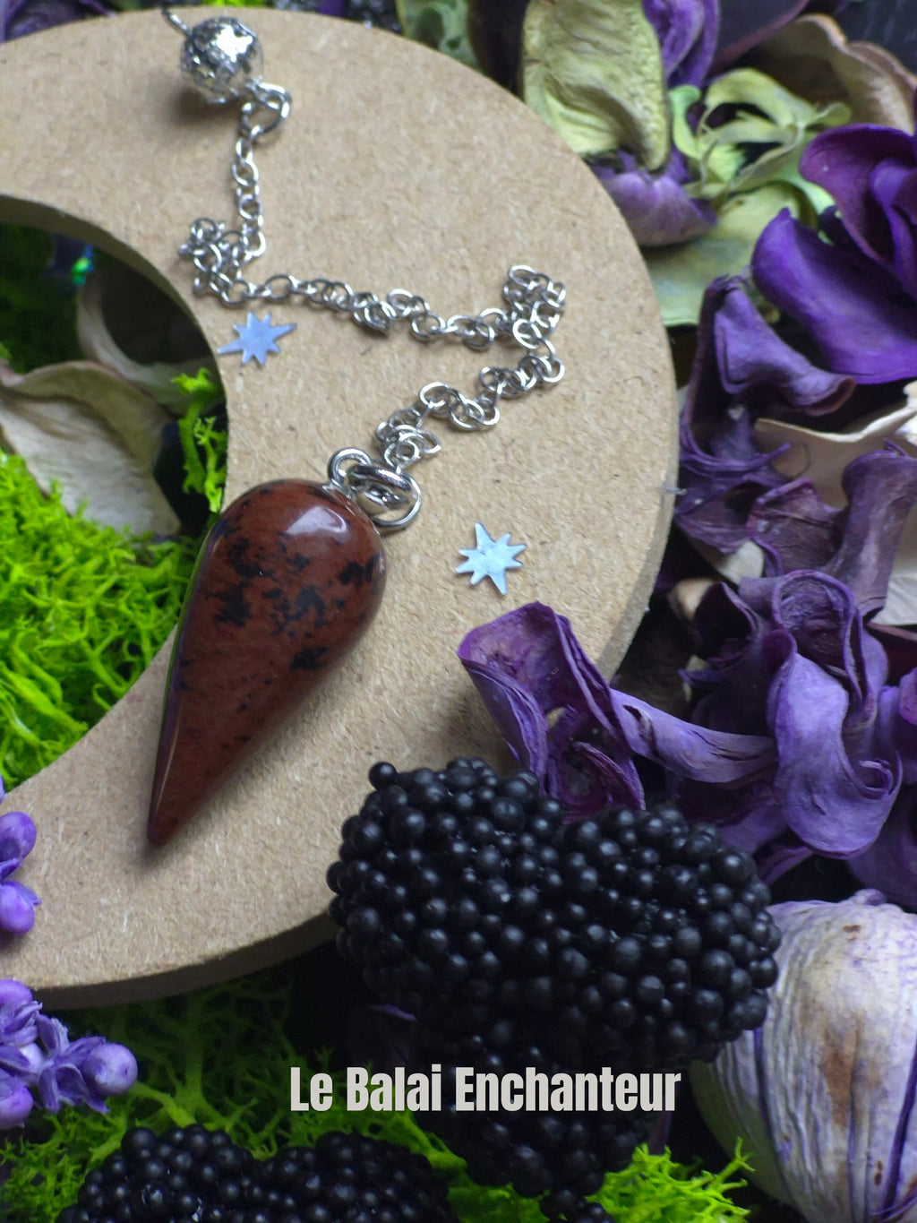 Pendule Divinatoire (goutte d'eau) Obsidienne acajou