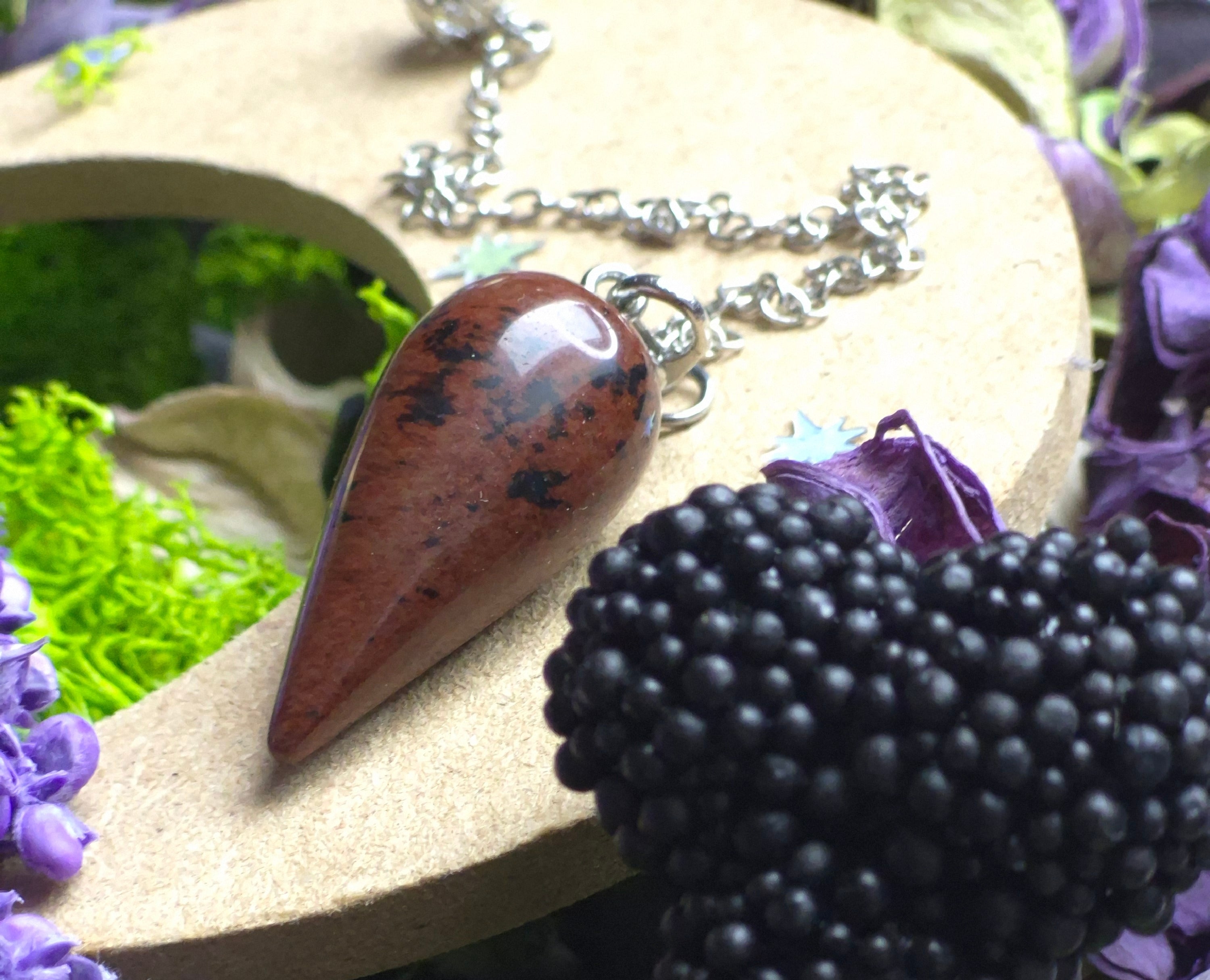 Pendule Divinatoire (goutte d'eau) Obsidienne acajou