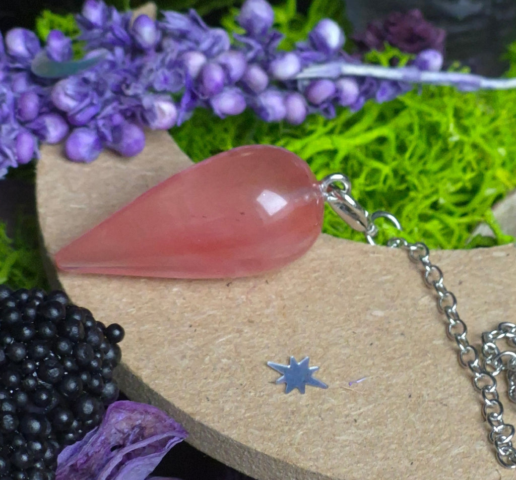 Pendule Divinatoire (goutte d'eau) Quartz Fraise