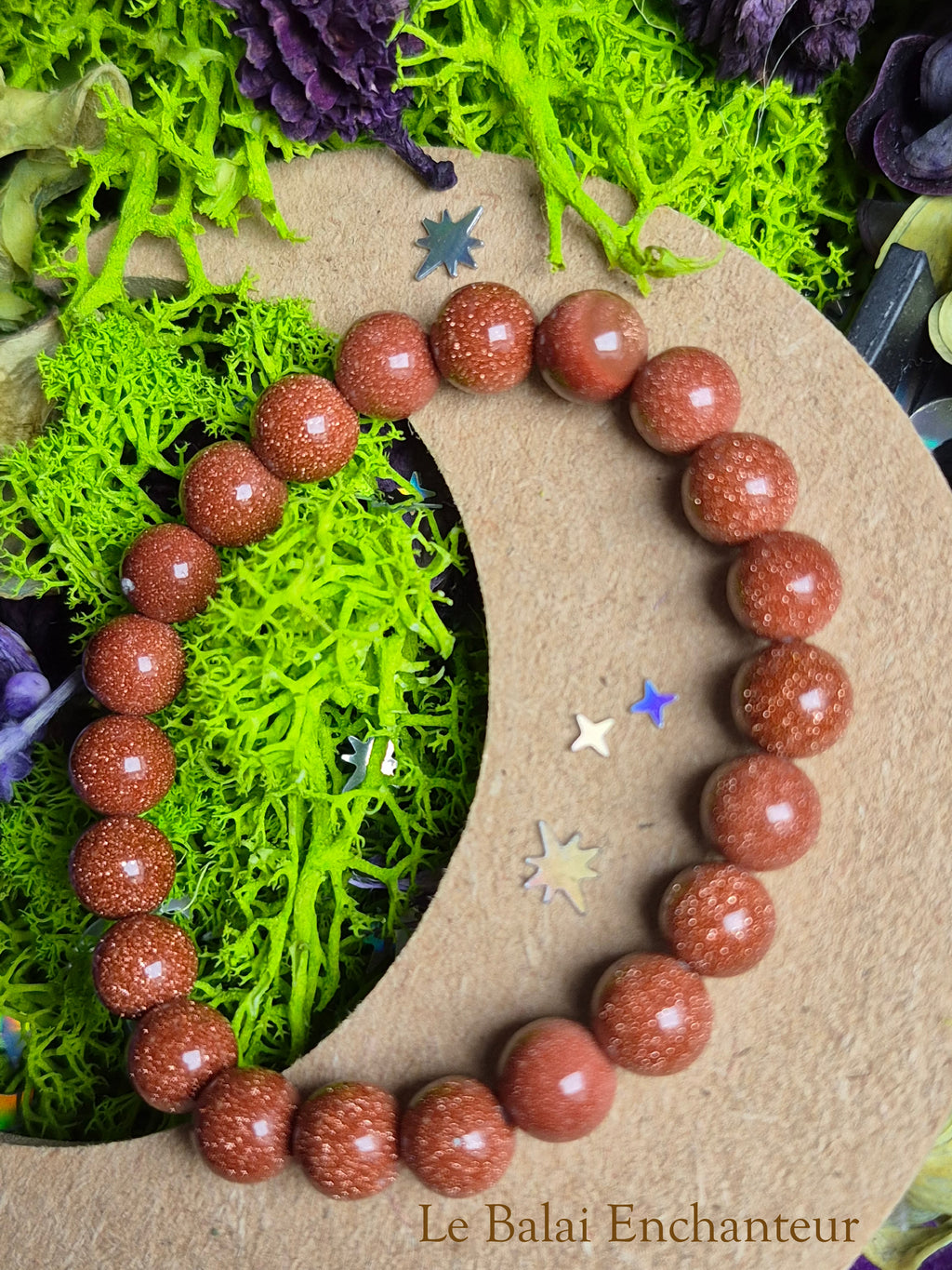 Bracelet élastique –  Pierre de Lune du Soleil - taille 08 mm