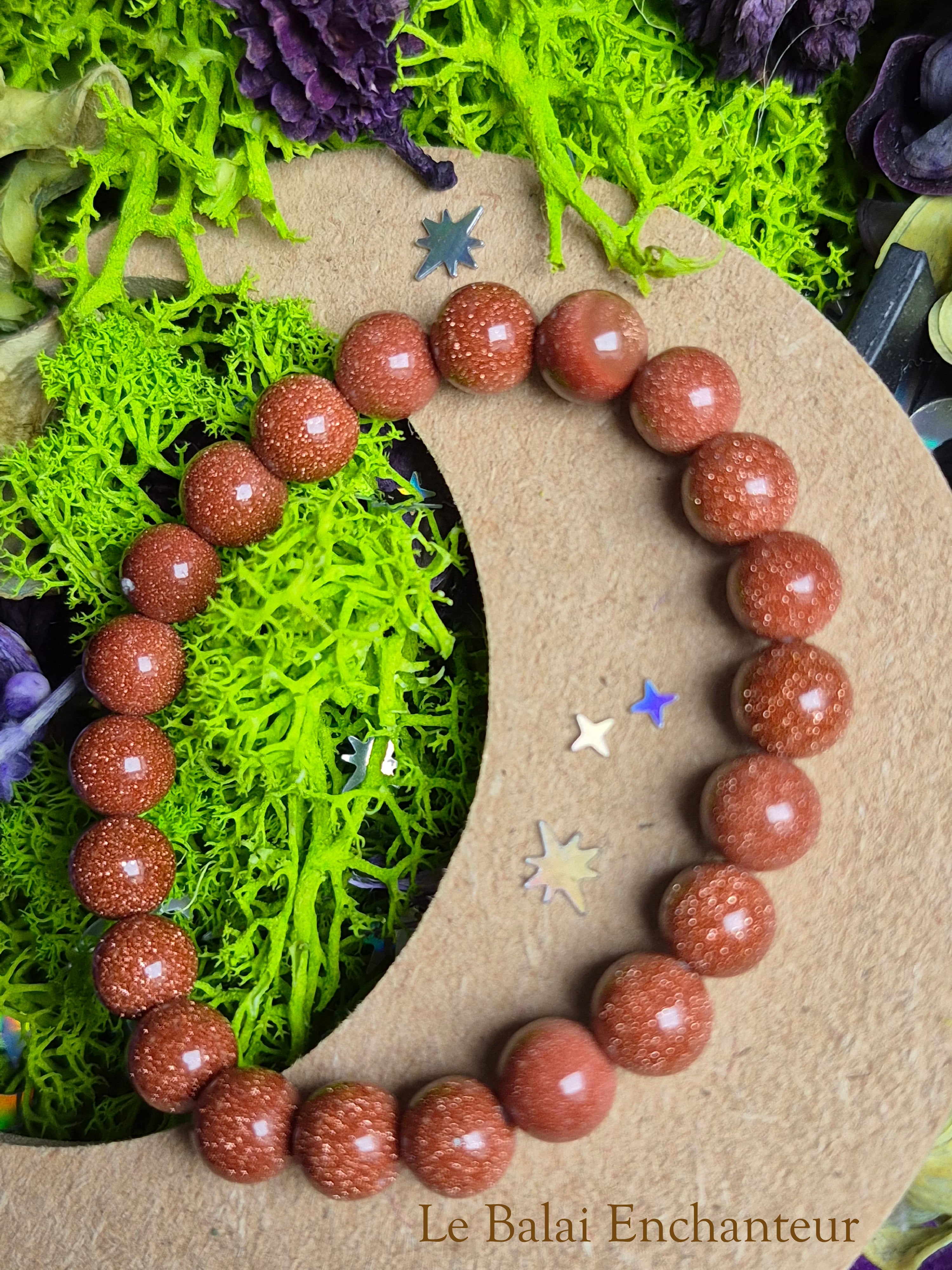 Bracelet élastique –  Pierre de Lune du Soleil - taille 08 mm