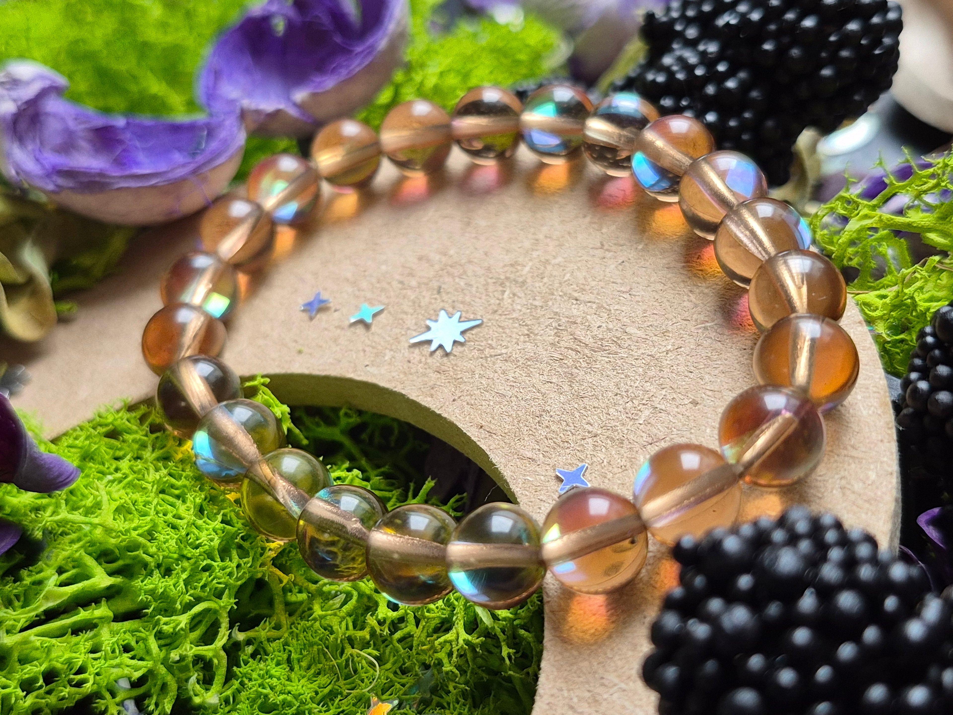 Bracelet élastique – Quartz Aura Fumé - taille 08 mm